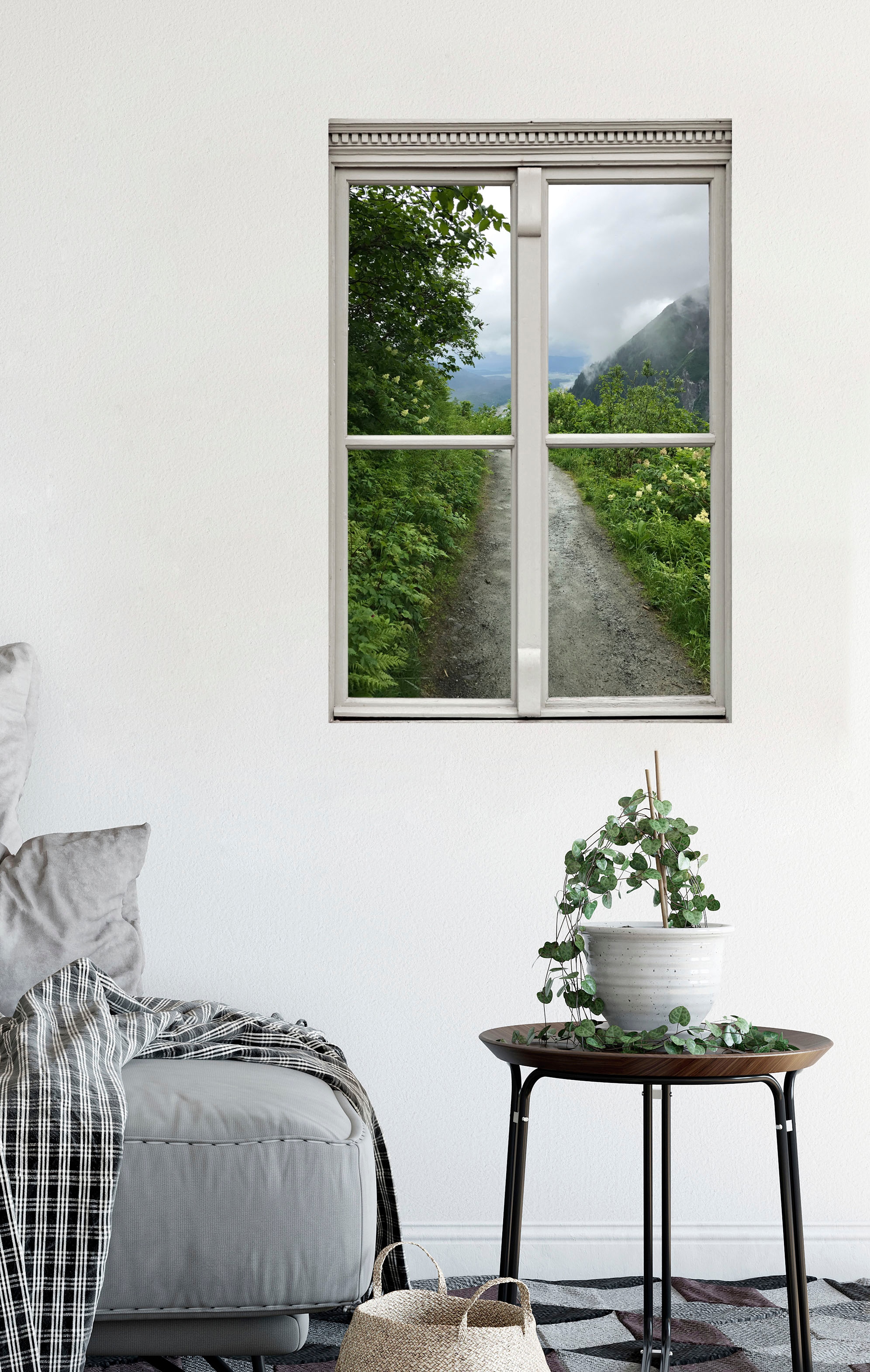 queence Wandsticker »Waldweg«, Wandsticker, Wandbild, selbstklebend, 3D, Fenster