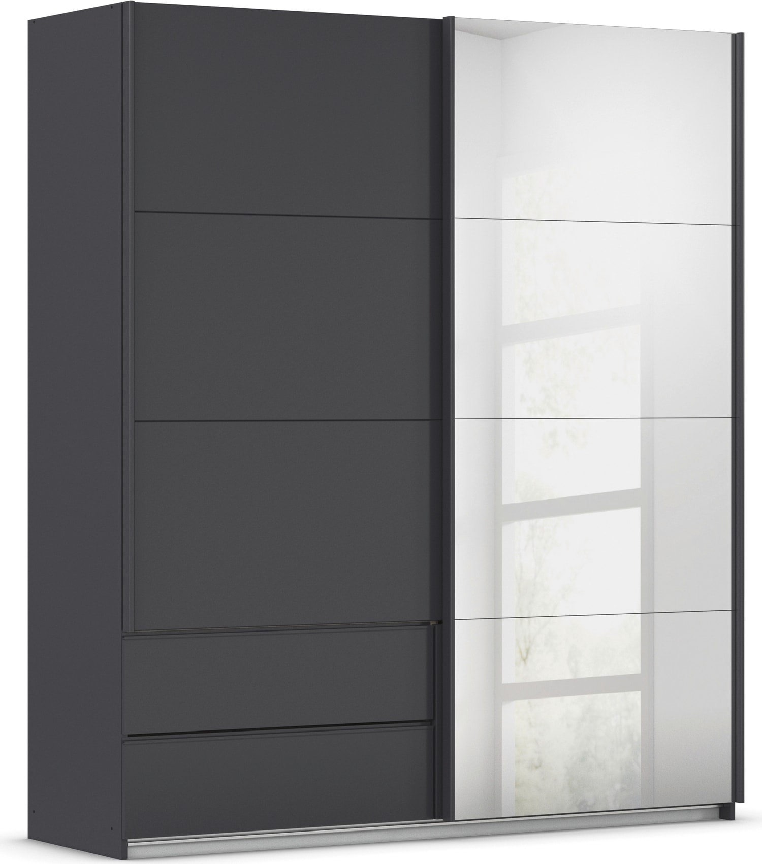 rauch Schwebetürenschrank "Kleiderschrank Schrank Garderobe Wäscheschrank ELARA mit Spiegel" praktische Schubladen optional farblich abgesetzt MADE IN GERMANY
