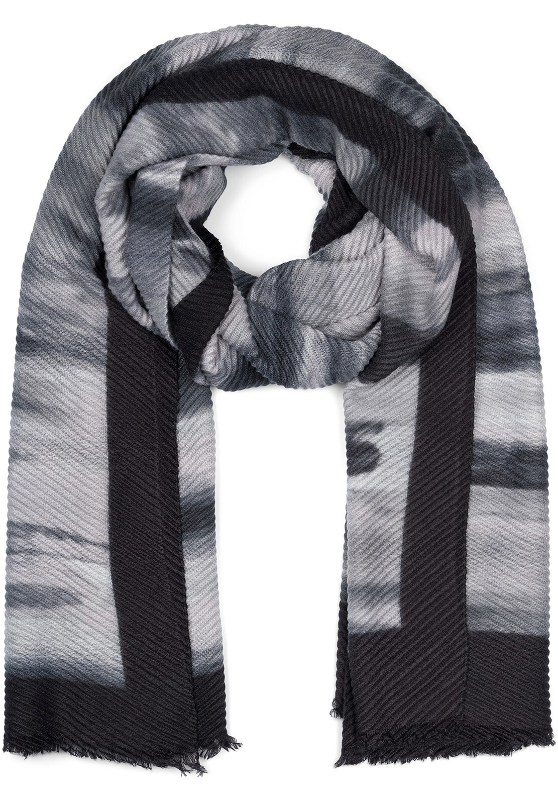 styleBREAKER Schal "Plissierter Schal mit Pinselstrich Muster" 1 Stk.