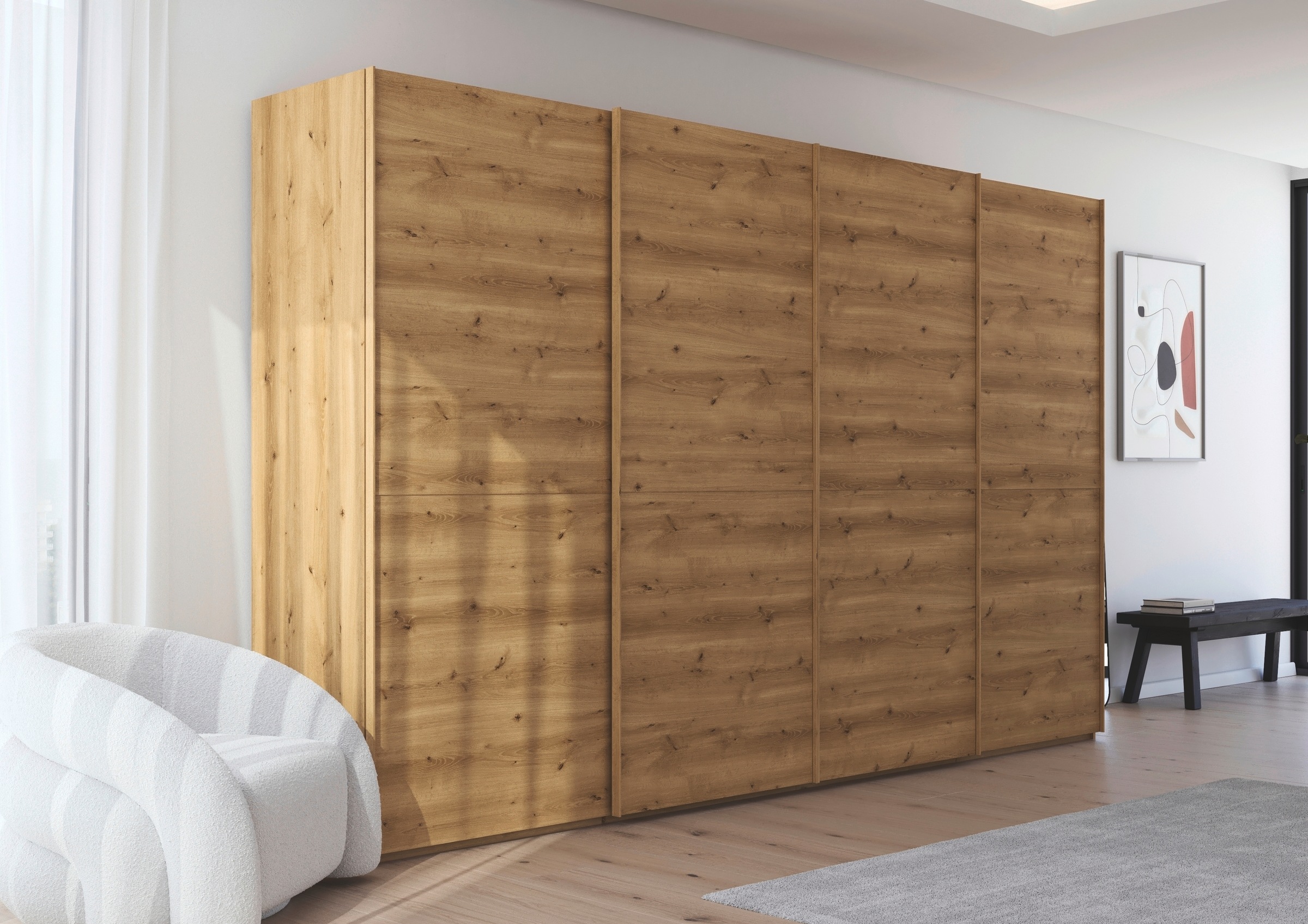 rauch Schwebetürenschrank »Kleiderschrank Schrank Garderobe Schlafzimmerschrank SCALE-LINE«, edle Optik mit Bauchbinde in Korpusfarbe Dekorfront MADE IN GERMANY