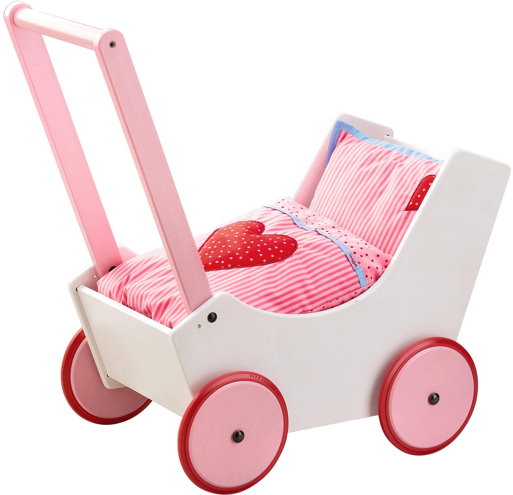 Haba Puppenwagen Herzen, Made in Germany rosa Kinder Puppenzubehör Puppen