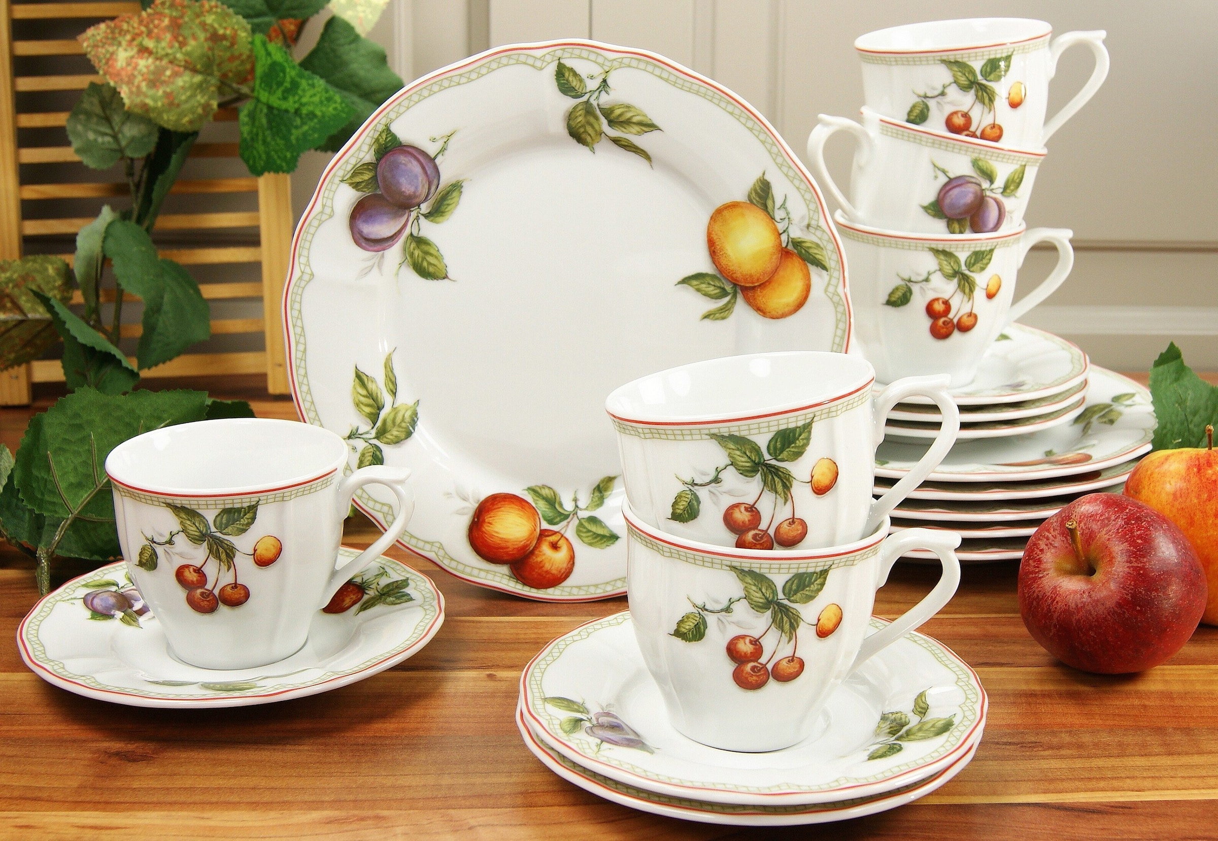 CreaTable Kaffeeservice »Geschirr-Set Flora Orchard«, (Set, 18 tlg., Kaffeegeschirr für 6 Personen), Service, 18 Teile, für 6 Personen