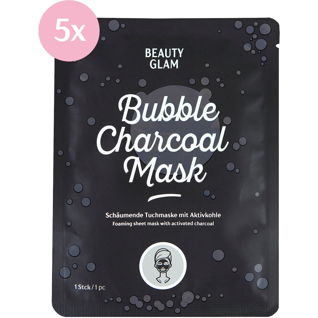 BEAUTY GLAM Gesichtsmasken-Set »Bubble Charchoal Mask«, (Set, 5 tlg.)