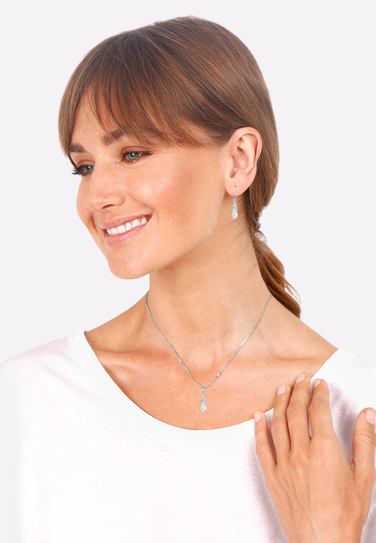ELLI Tropfen Weiß Jewelry Set White 3