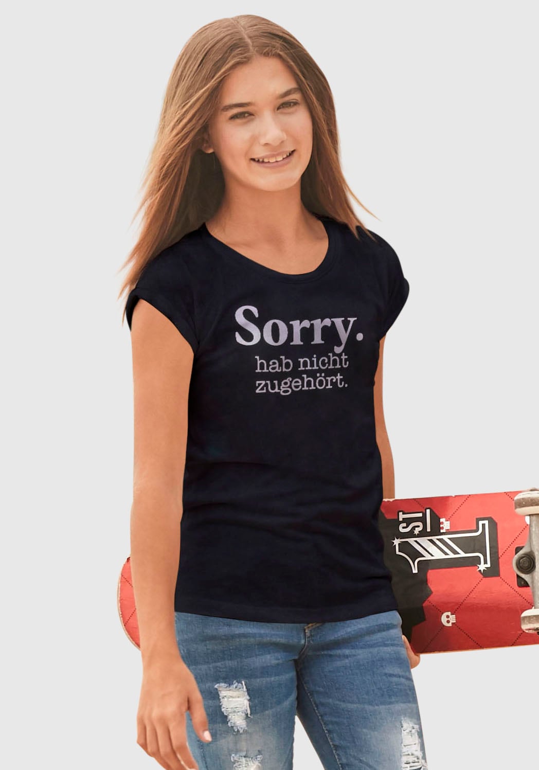 KIDSWORLD T-Shirt »Sorry. hab nicht zugehört.«, in weiter legerer Form
