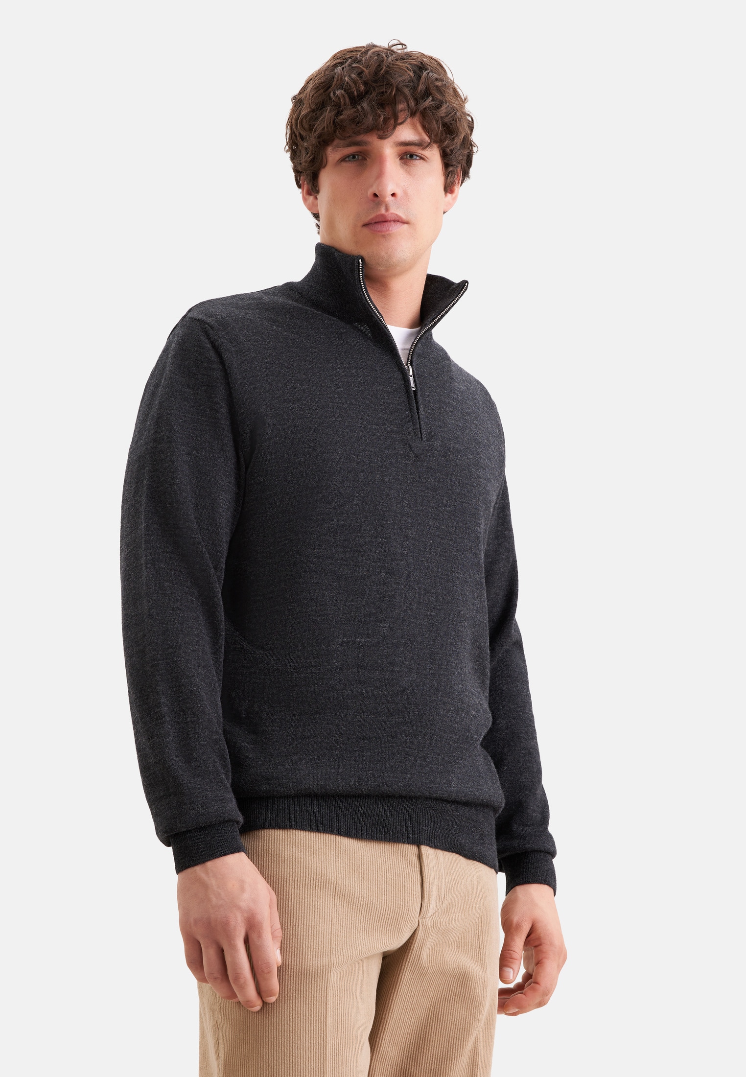 seidensticker Stehkragenpullover »Schwarze Rose« Quarter Zip Uni