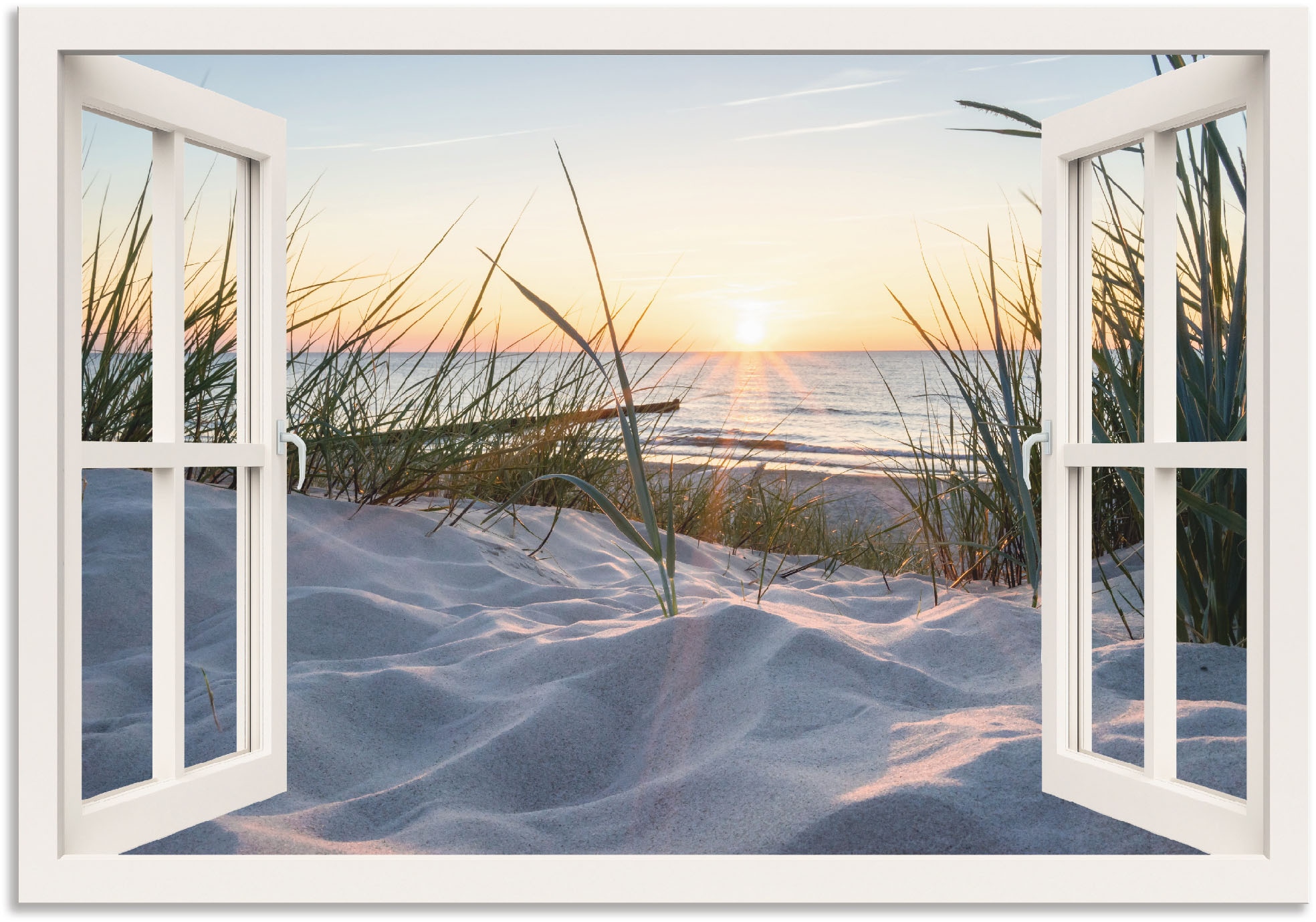 Wandbild »Ostseestrand durchs Fenster«, Meer Bilder, (1 St.), als Alubild,...