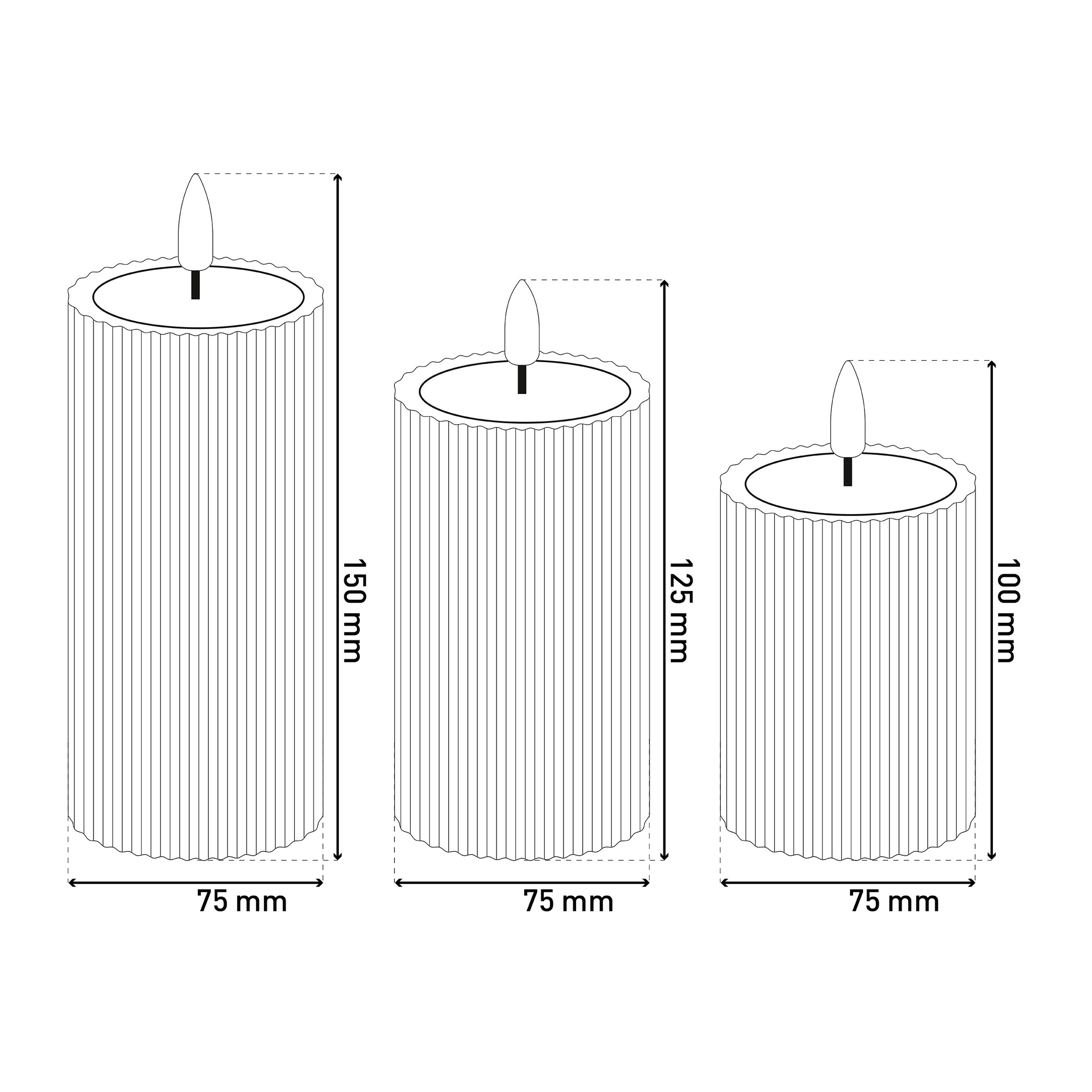 näve LED Dekolicht »Nuria« LED-Modul 3 Stk. Warmweiß 3er-Set LED Kerzen warmweiß, Echtwachs, Timer, Flammeneffekt