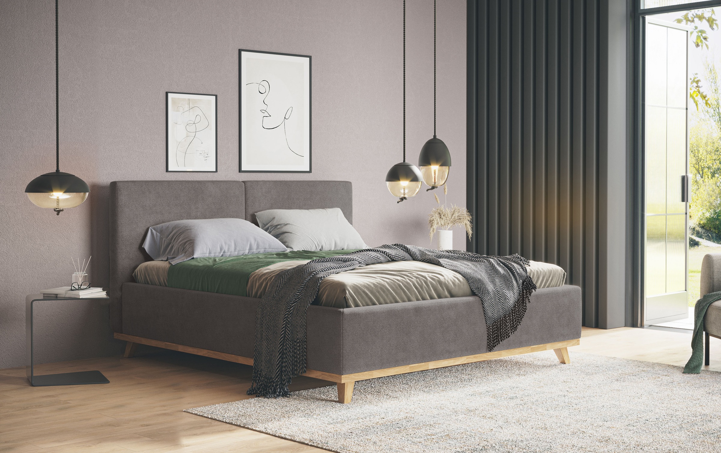 Polsterbett COTTA, B:191cm H:112cm L:222cmgraphite, Betten, "MILLI III wahlweise mit Bettkasten", erhältlich in den Größen 160x200cm & 180x200cm