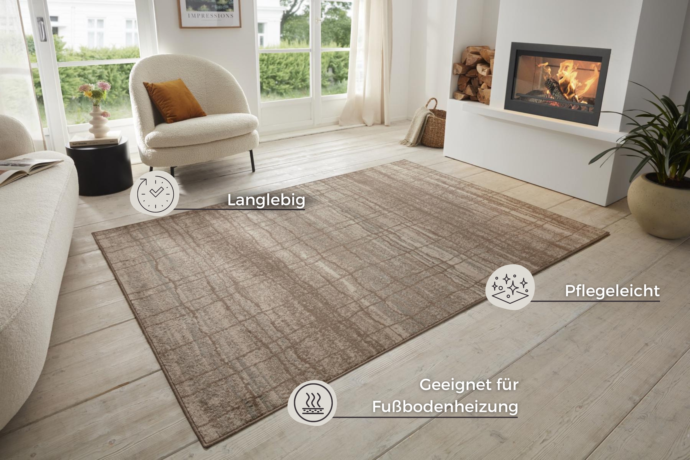 HANSE Home Teppich »Jord«, rechteckig, 8 mm Höhe, Kurzflor, Läufer, Vintage, Wohnzimmer, Schlafzimmer, Esszimmer, Flur
