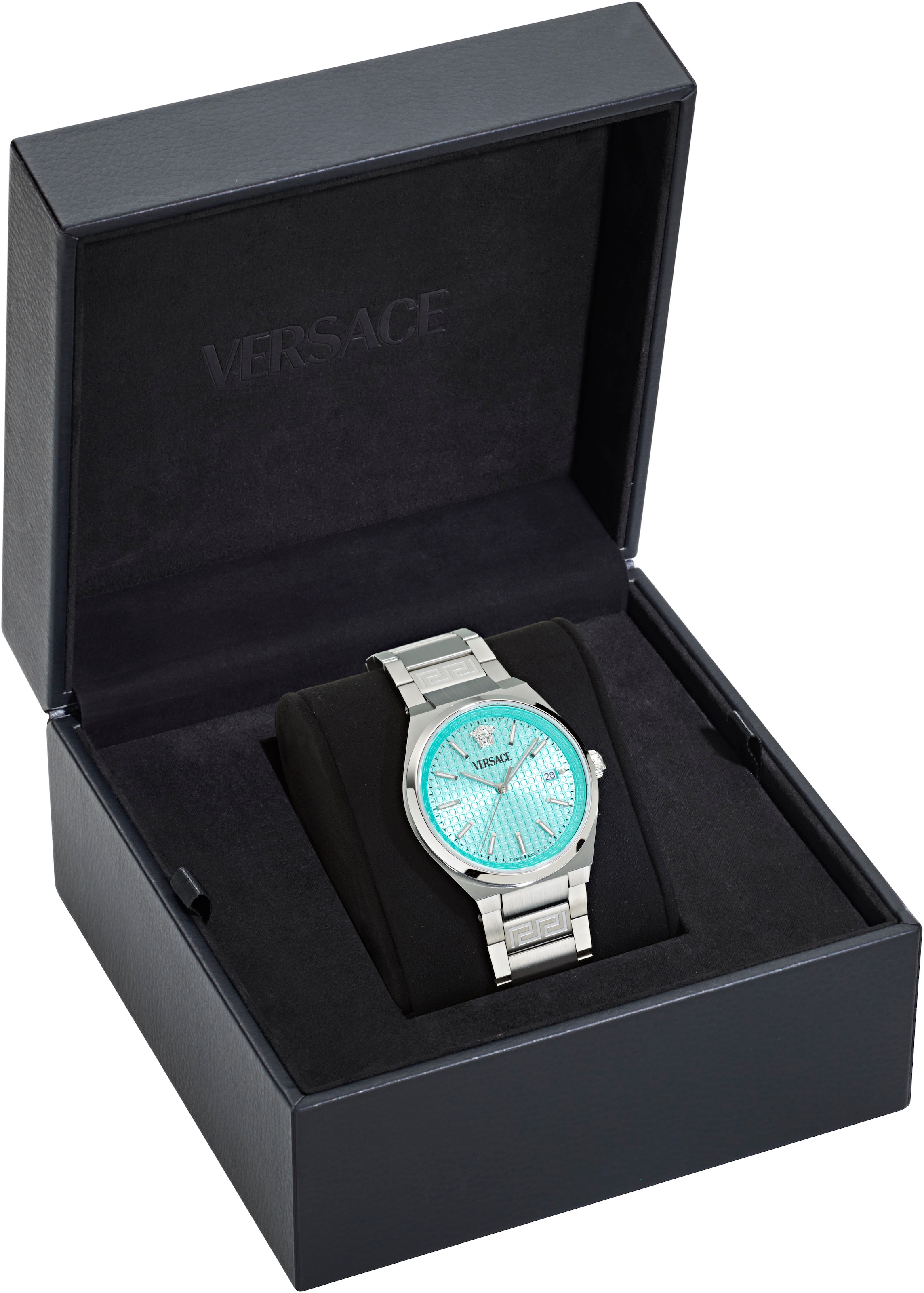 Versace Quarzuhr »V-AURIA«, Armbanduhr, Herrenuhr, Swiss Made, Edelstahlarmband, analog, Datum