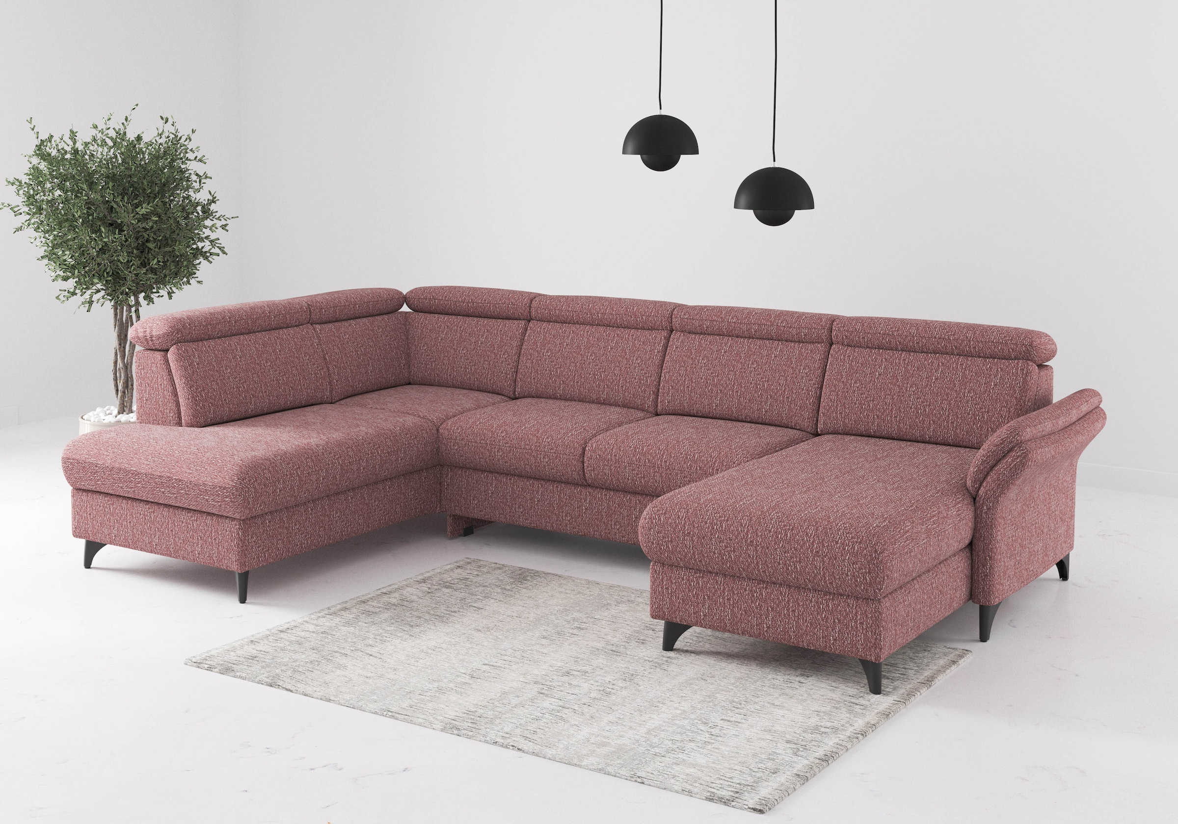 sit&more Wohnlandschaft "Glendale, U-Form" inkl. Kopfteilverstellung,wahlweise mit Vorziehsitz und Bettkasten