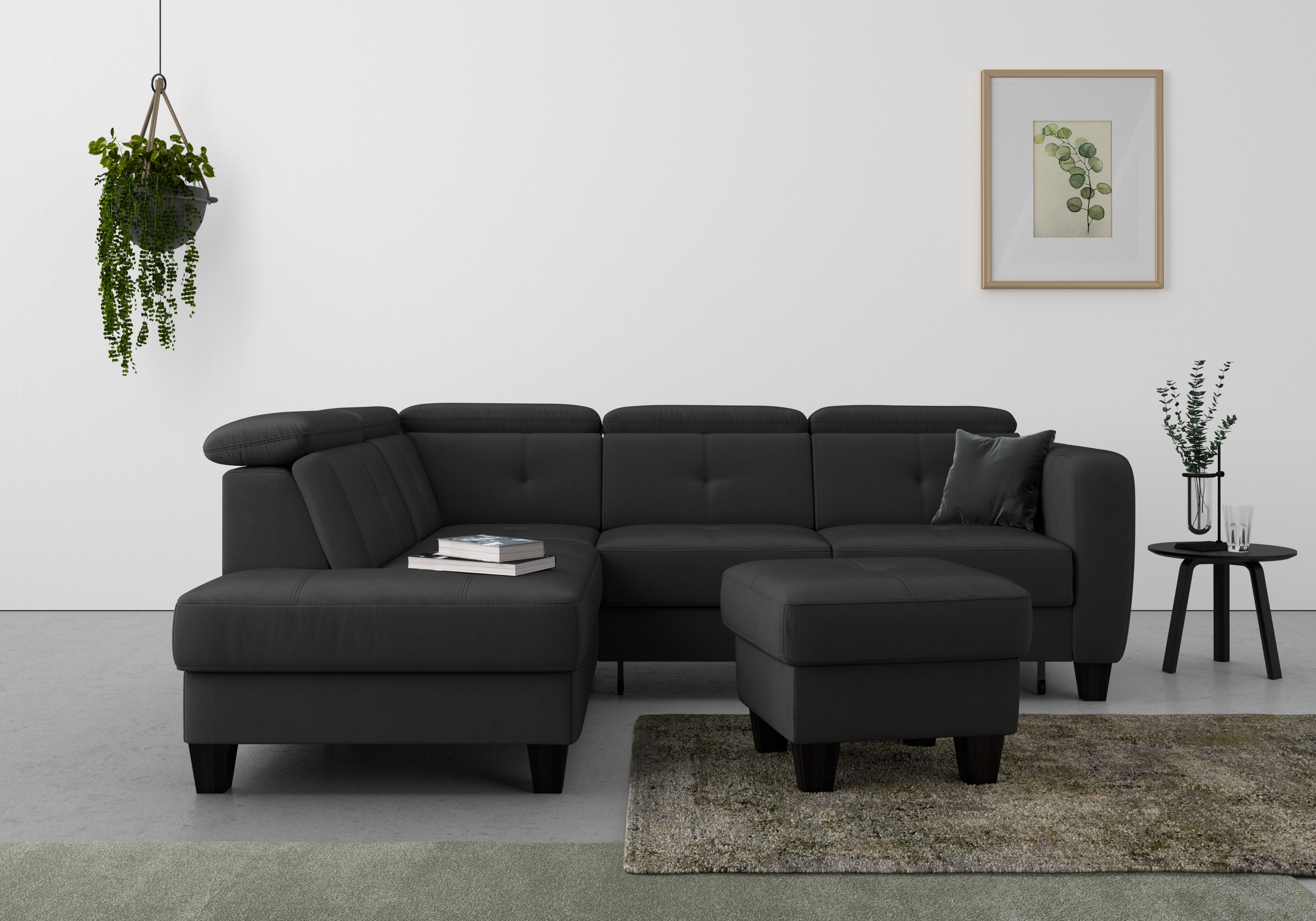 sit&more Ecksofa »Belluci L-Form«, inklusive Federkern, wahlweise mit Bettfunktion und Bettkasten