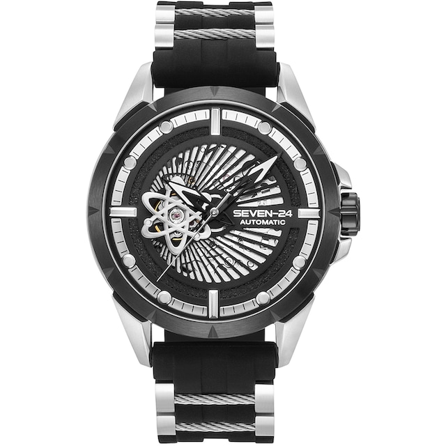 Atom Automatikuhr BAUR | Rubber, Steel SEVEN-24 Friday Black »Seven-24 SV1259JSTB-06«