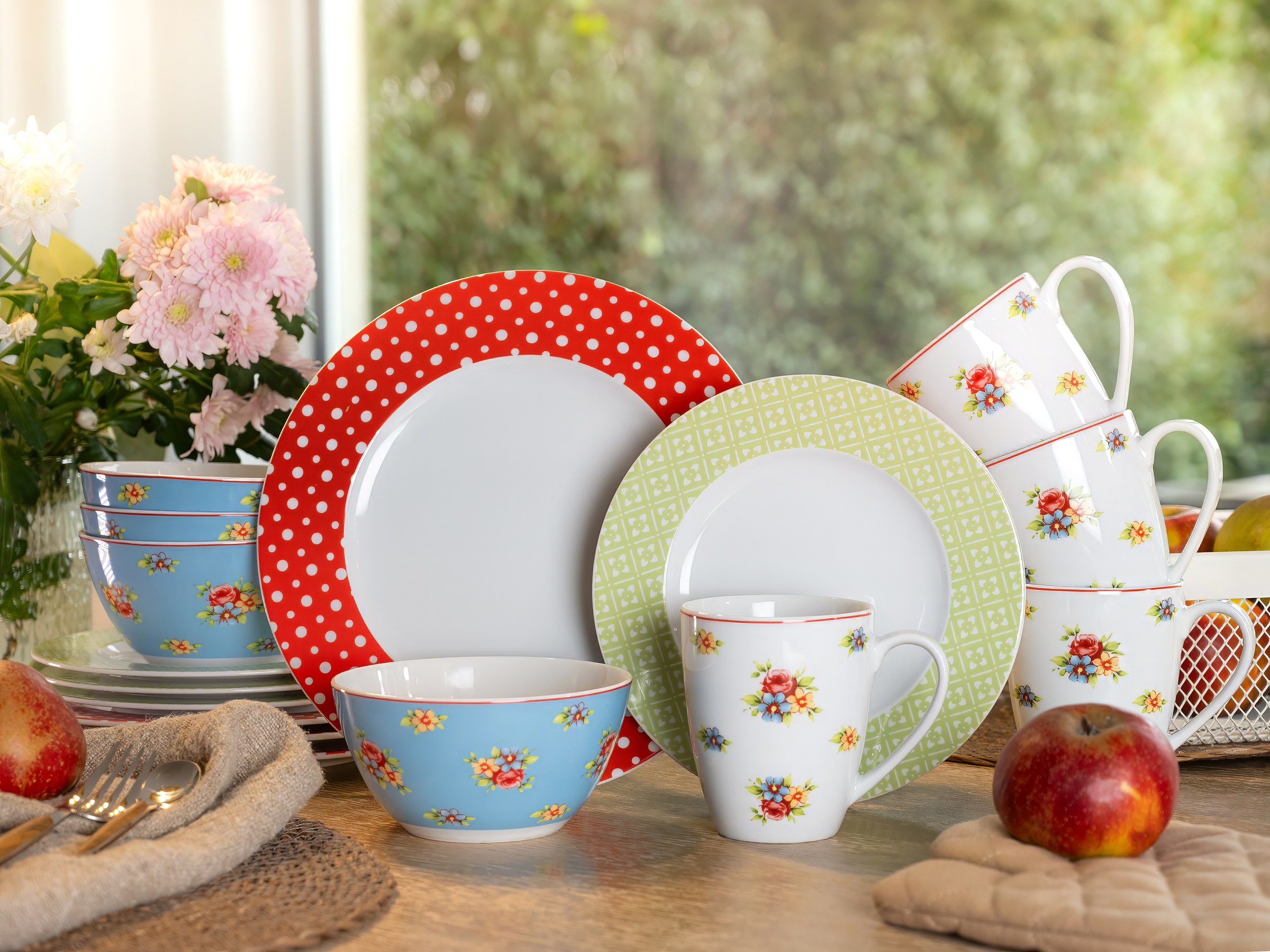 CreaTable Kombiservice "Geschirr-Set Emily" Service, romantisches Blumendek günstig online kaufen