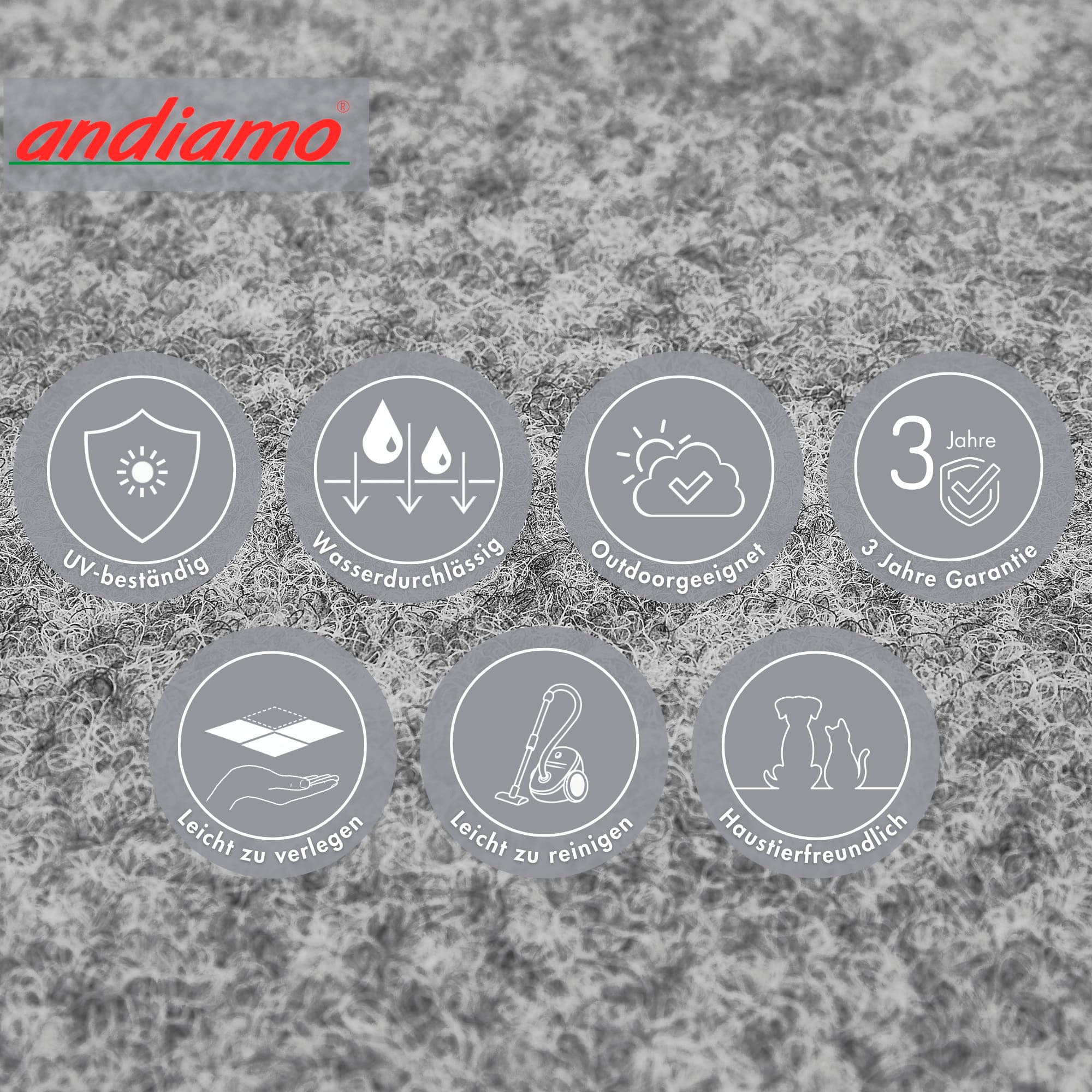 ANDIAMO Aberdeen Artificial Grass Gray 200x400cm 2