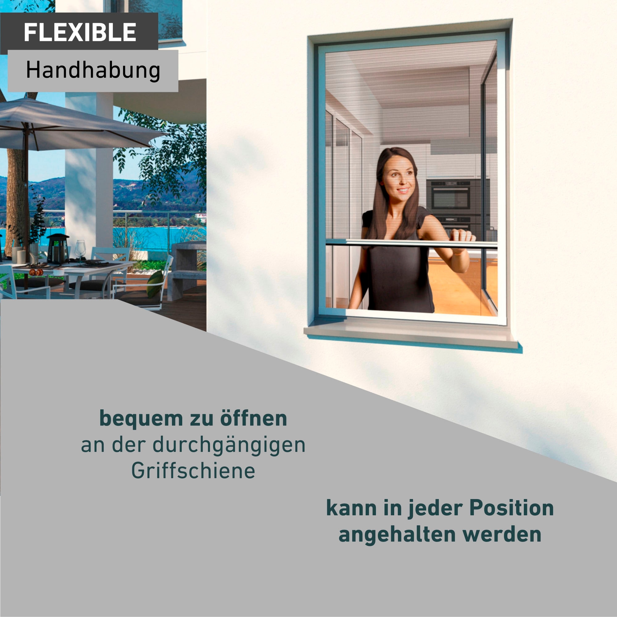 Windhager Insektenschutzplissee »Plisseefenster ULTRA FLAT«, halbtransparent, ohne Bohren, verspannt, Insektenschutz Plissee für Fenster ohne bohren, 130 x 150 cm, weiß