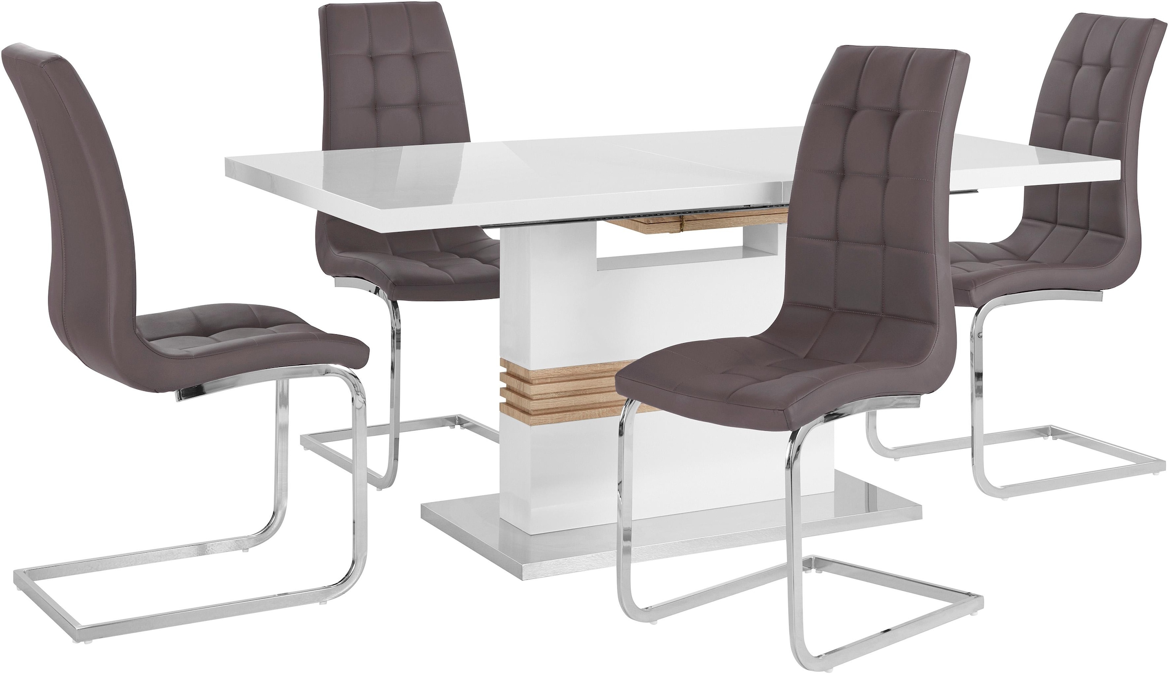 INOSIGN Essgruppe »Perez/Lola«, (Set, 5 tlg.), mit 4 Stühlen, Tisch ausziehbar, Breite 160-200 cm