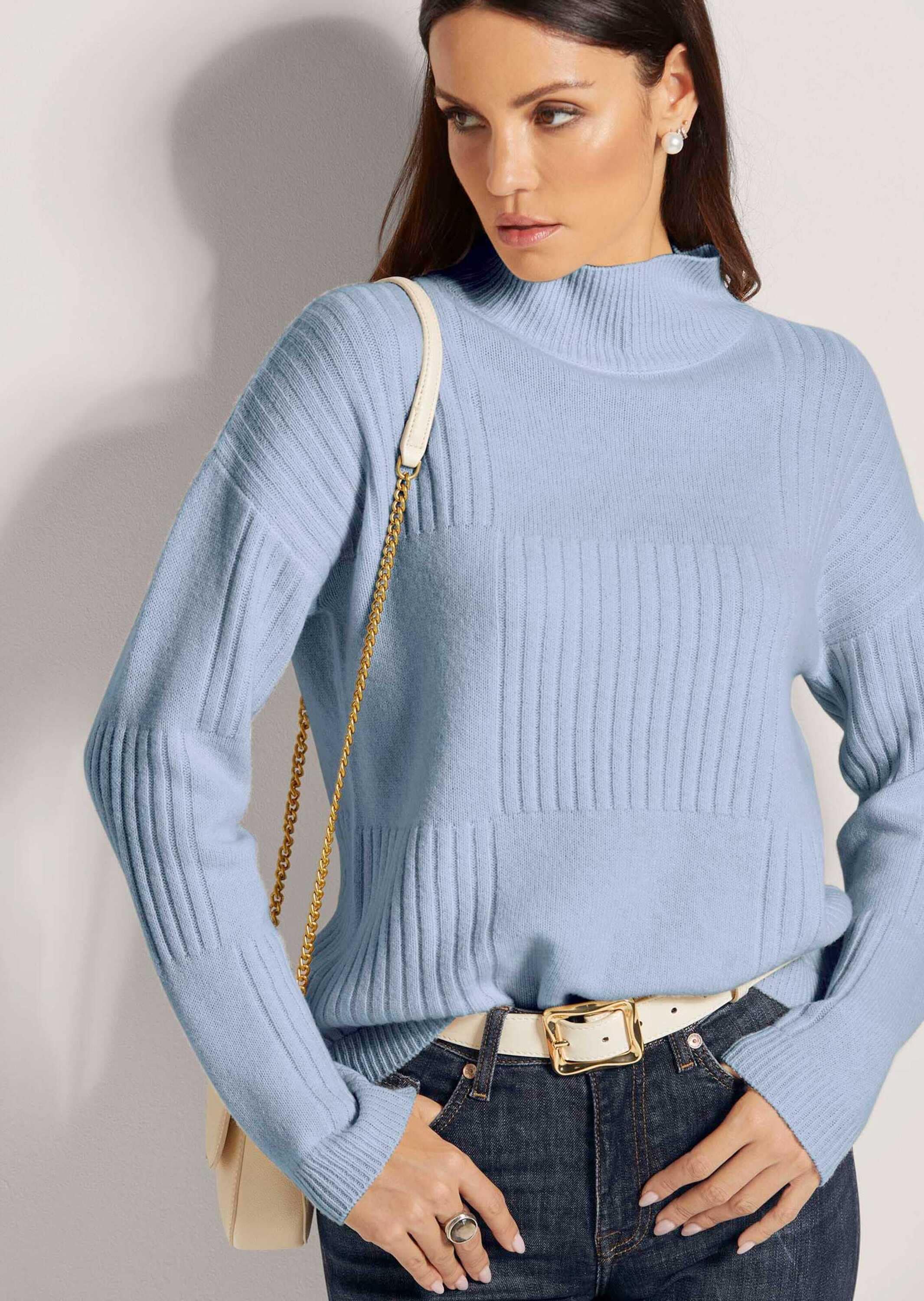 MADELEINE Longpullover »Pullover Stehkragen-Pullover aus Schurwolle«