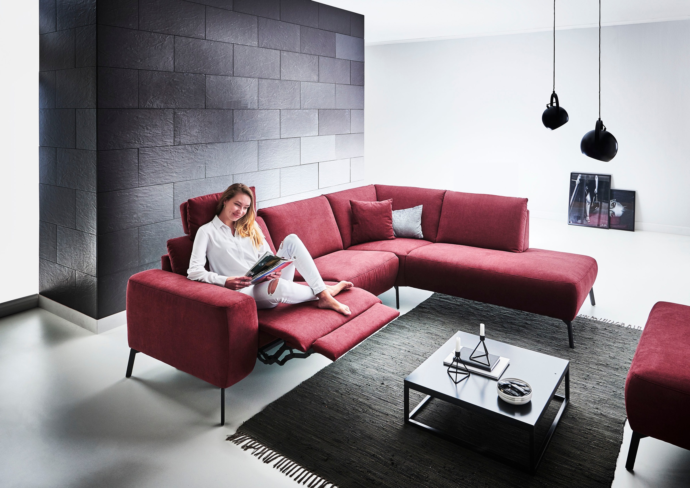 INOSIGN Ecksofa »Bellini L-Form«, incl. motorischer Relaxfunktio, wahlweise Easy Care-Bezug