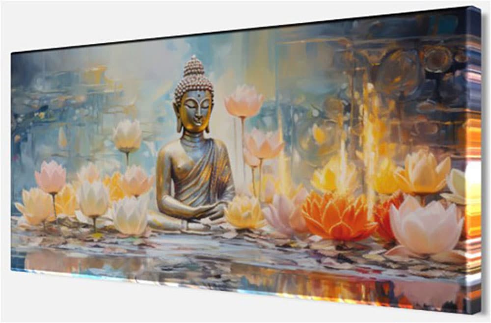Bönninghoff Leinwandbild »Wandbild BUDDHA 33x70 cm – Leinwandbild Keilrahmen Deko modern« Blumen | Blumenbilder | Buddha | Buddhafigur | Buddhismus | Pflanzen | Pflanzenbilder | Spirituelle Bilder 1 Stk. tlg. auf Keilrahmen gespannt