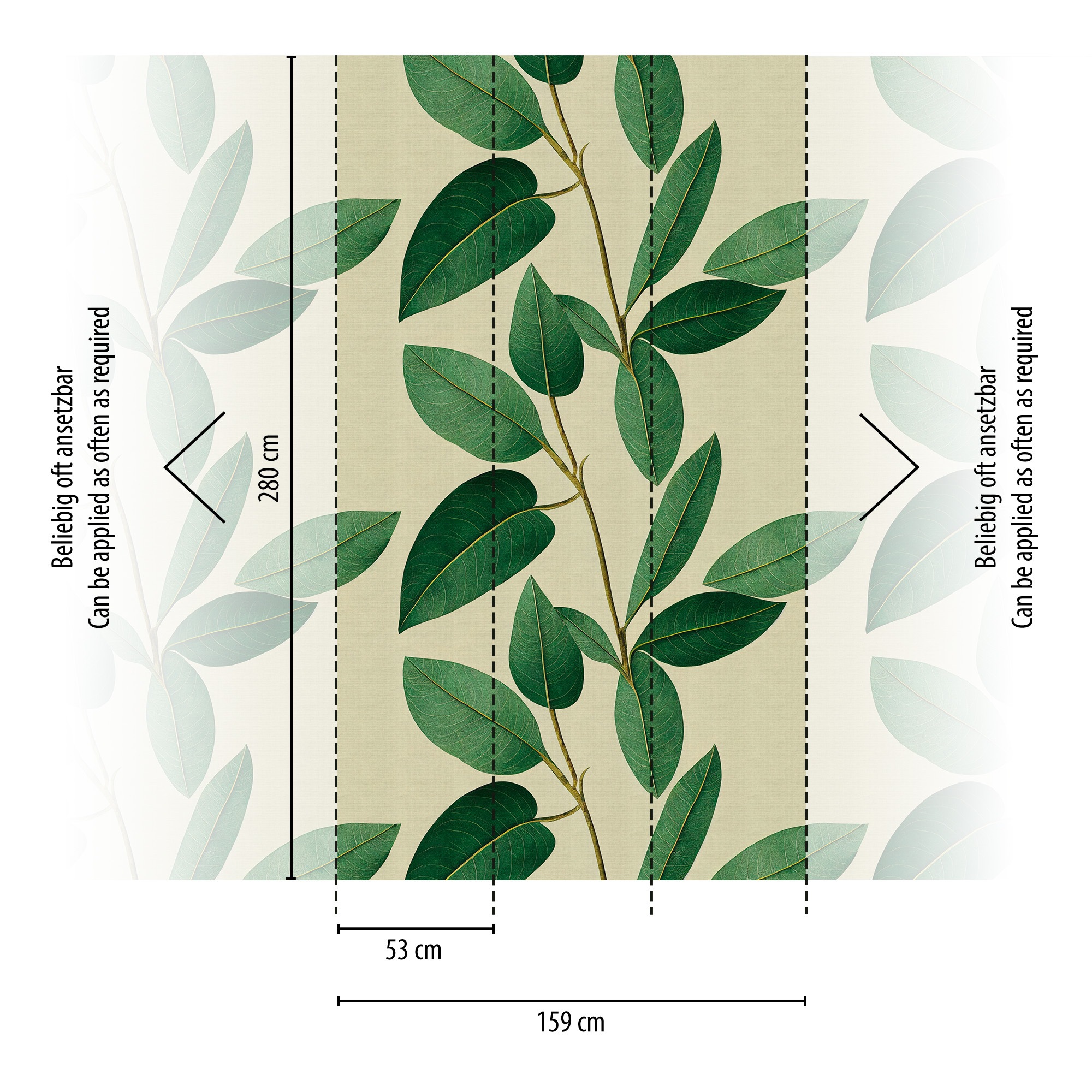 Thumbnail - living walls Fototapete "THE WALL III Blätterranke Tapete Motivtapete Blätter Blattmotiv" matt glatt Vliestapete Pflanze...