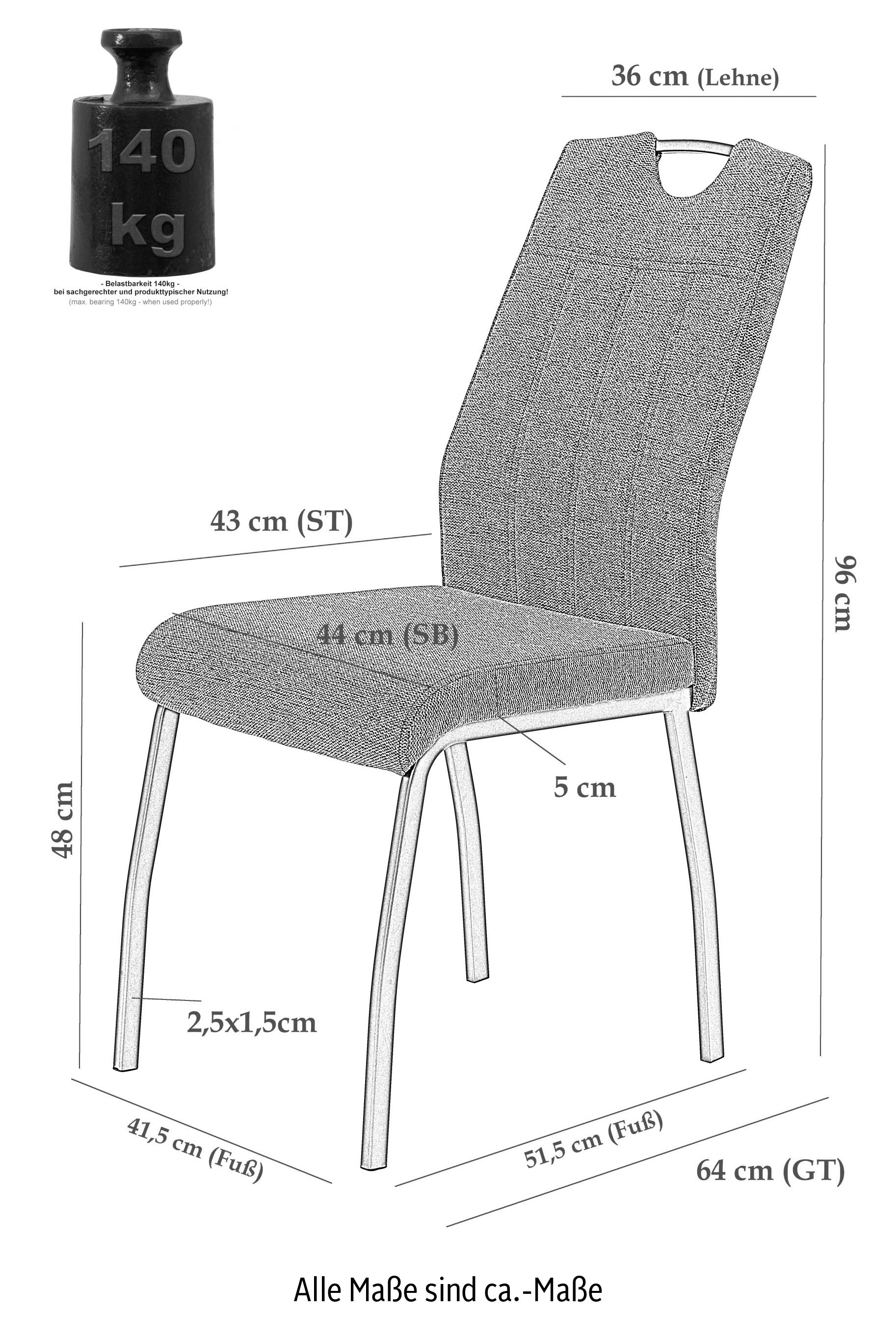 HELA Esszimmerstuhl »ELIF«, (Set), 2 St., Microfaser, 140 Kg Belastbar, Küchenstuhl