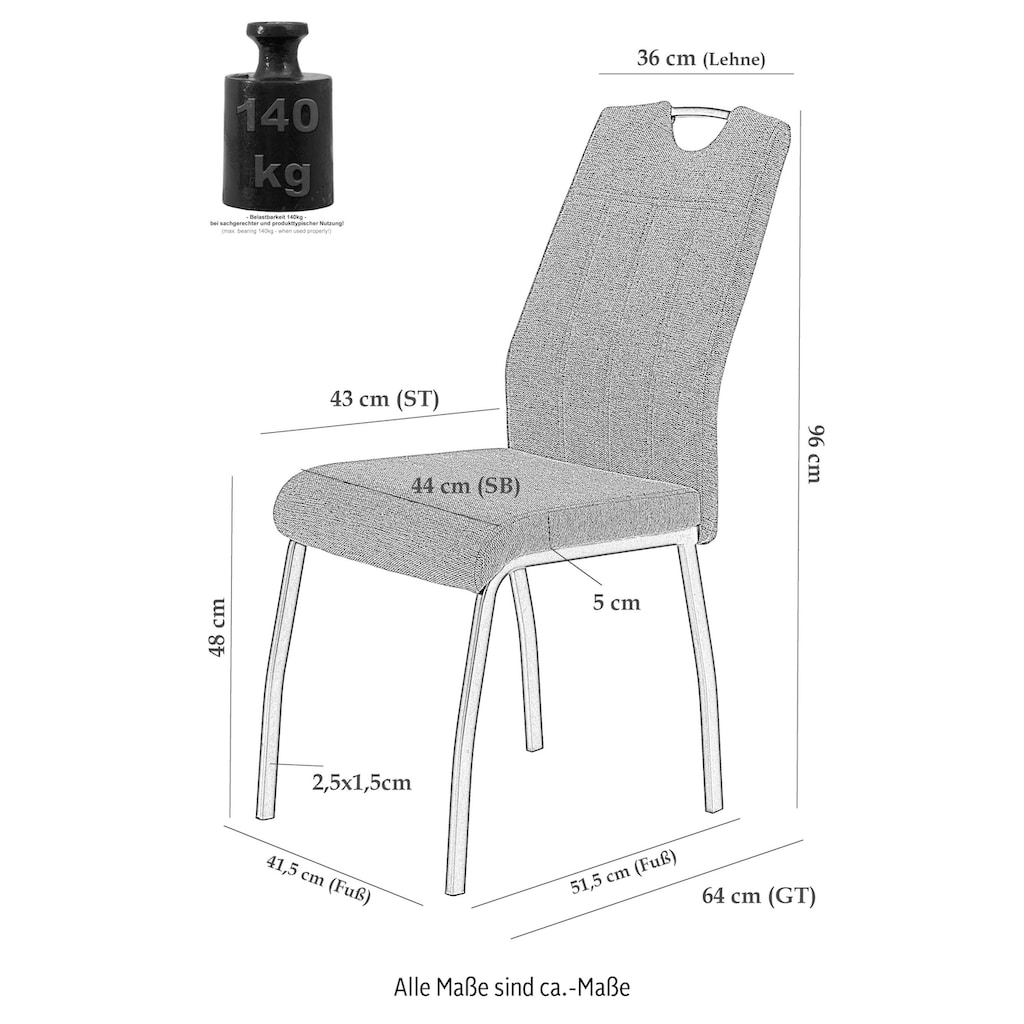 HELA Esszimmerstuhl »ELIF«, (Set), 2 St., Microfaser