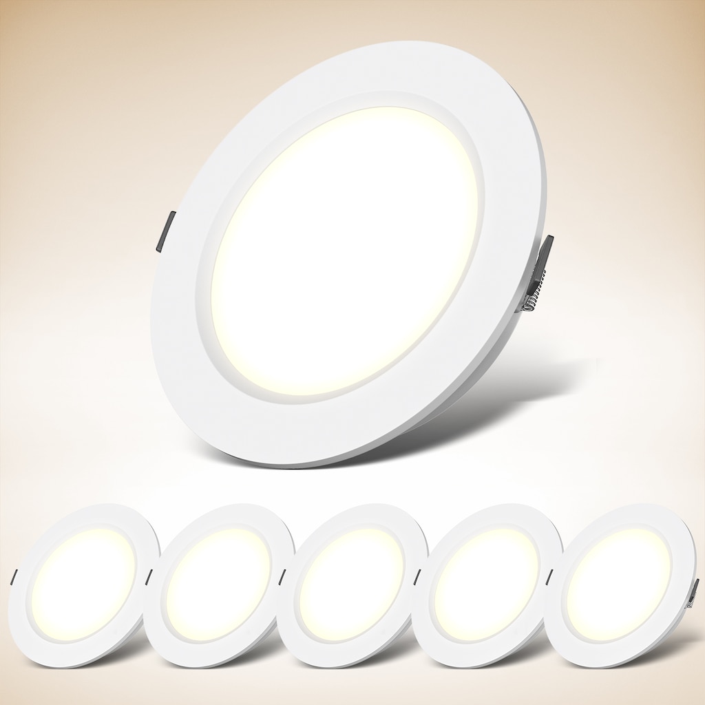 B.K.Licht LED Bad-Einbauleuchte, 6er-Set, Schutzart IP44,  Ø 11,7 cm, inkl. LED Leuchtmittel