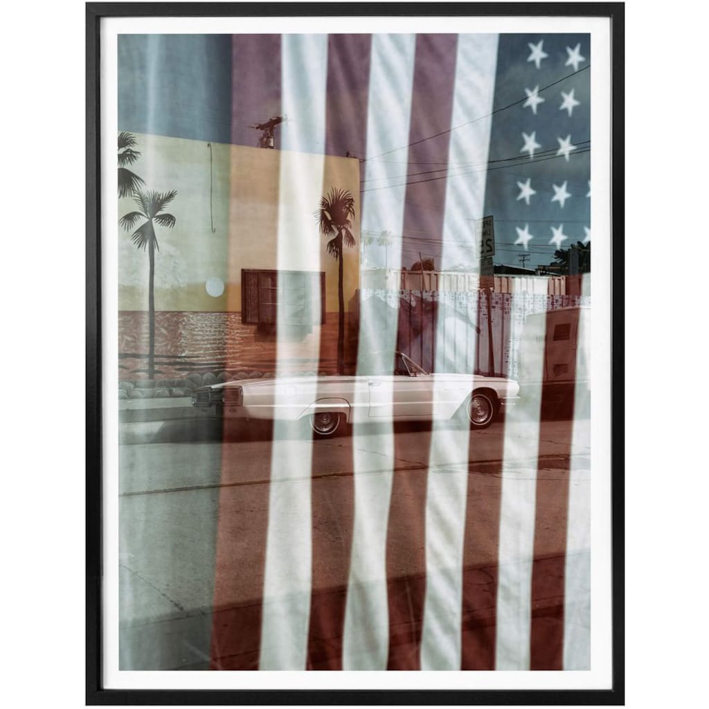 Wall-Art Poster »Flagge Amerika Reflection USA«, Autos, (1 St.)