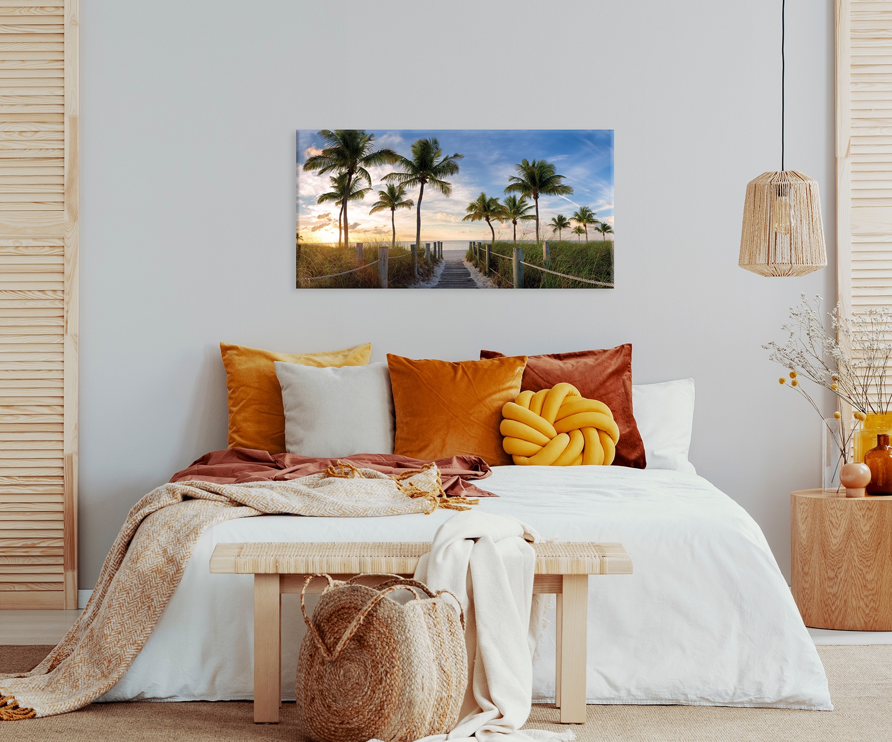 Bönninghoff Leinwandbild »Wandbild KARIBIK 50x100 cm – Leinwandbild Keilrahmen Deko modern« Meer | Palmen | Strand 1 Stk. tlg. auf Keilrahmen gespannt