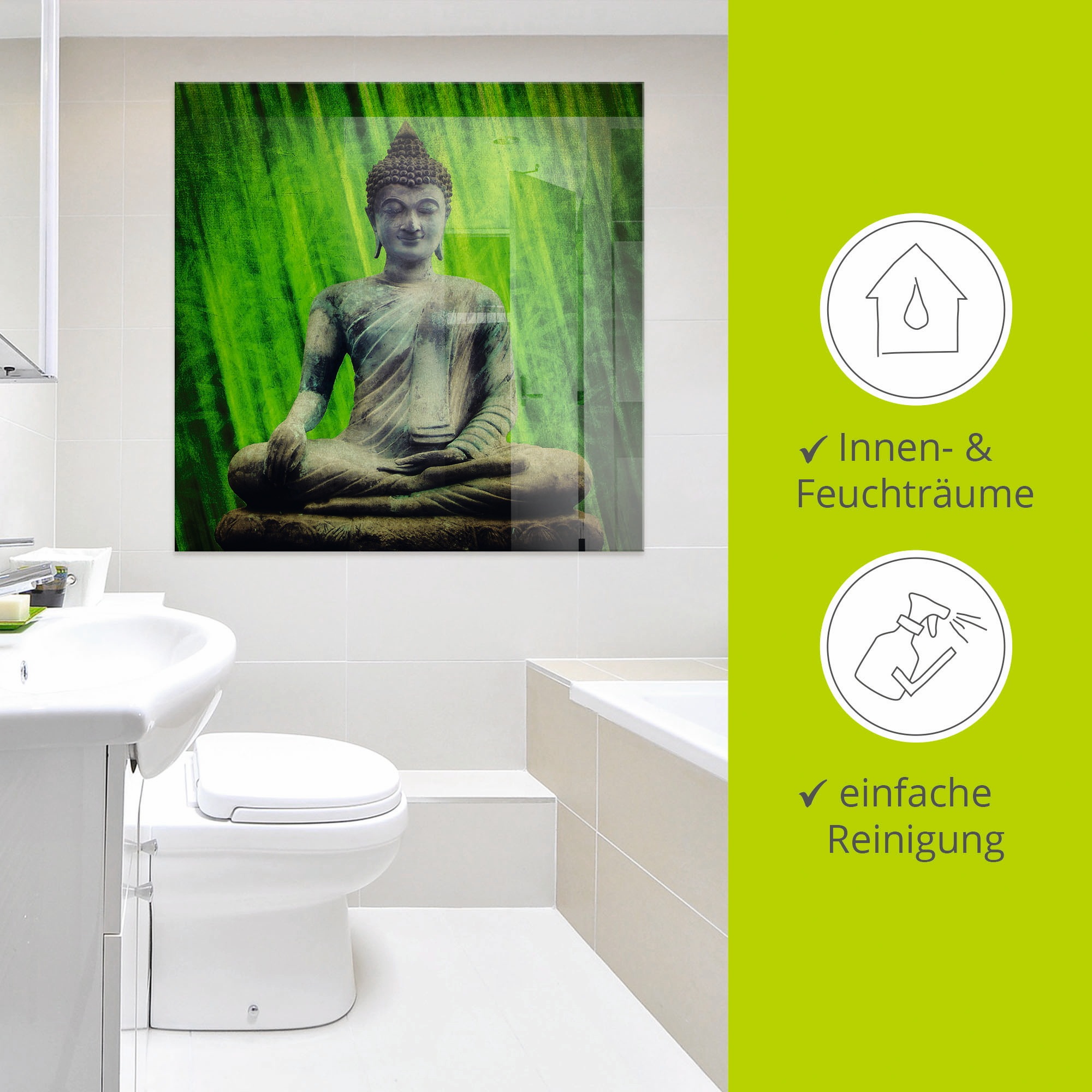 Artland Glasbild »Buddha«, Religion, (1 St.), in verschiedenen Größen