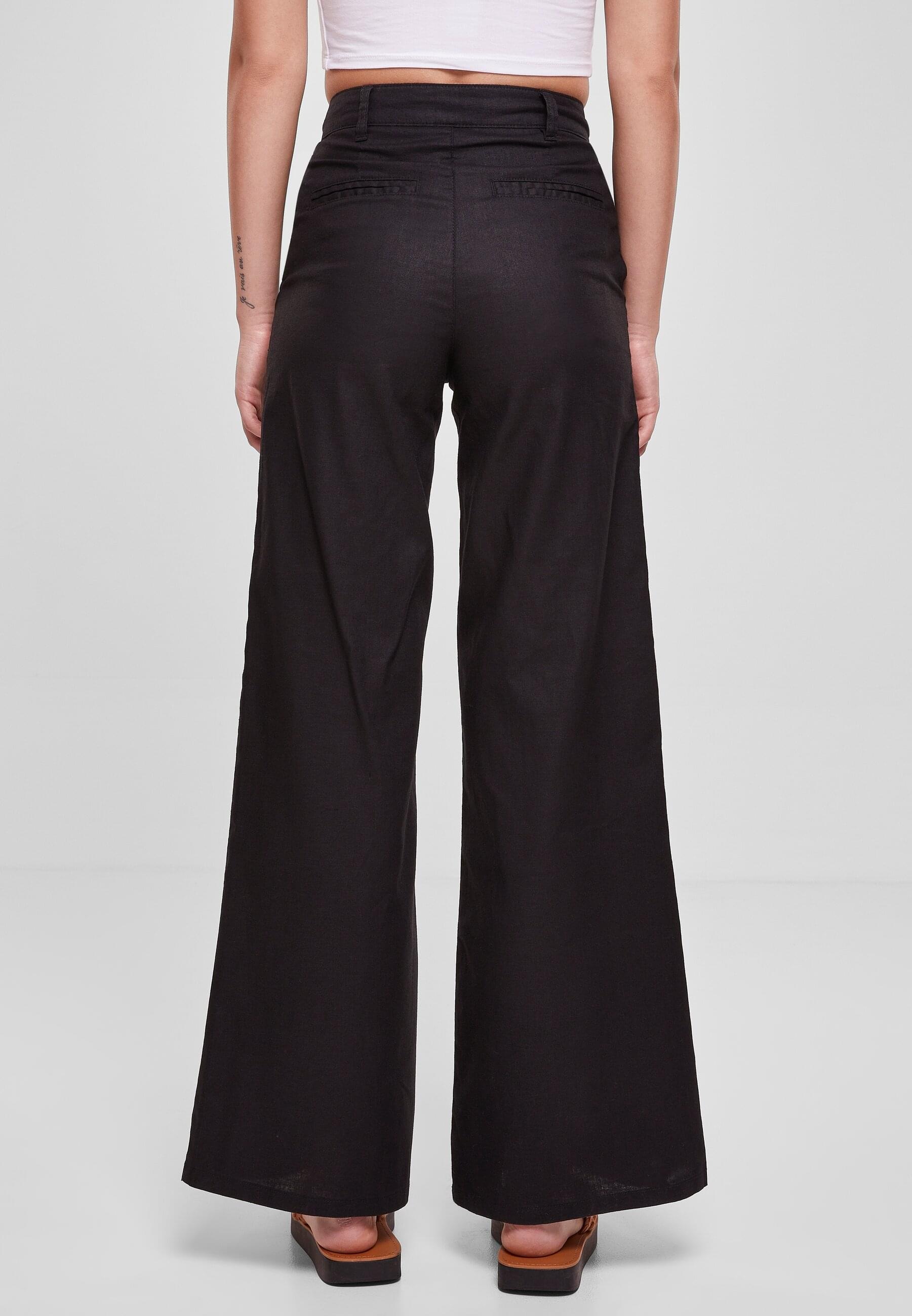 URBAN CLASSICS Stoffhose »Urban Classics Damen Ladies High Linen Mixed Wide Leg Pants«, (1 tlg.)