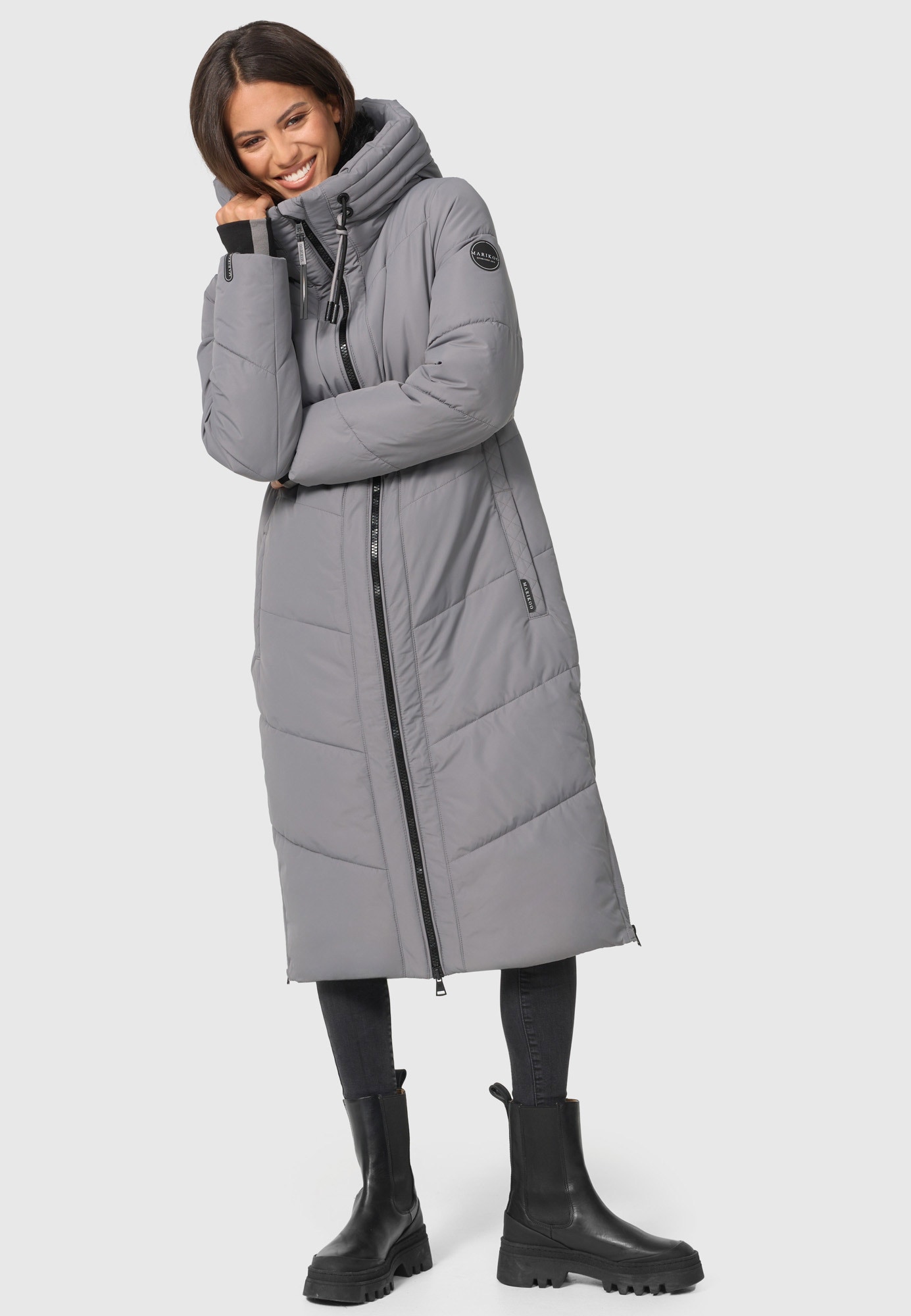 Marikoo Winterjacke »Nadaree XVI«, Stepp Mantel mit großer Kapuze