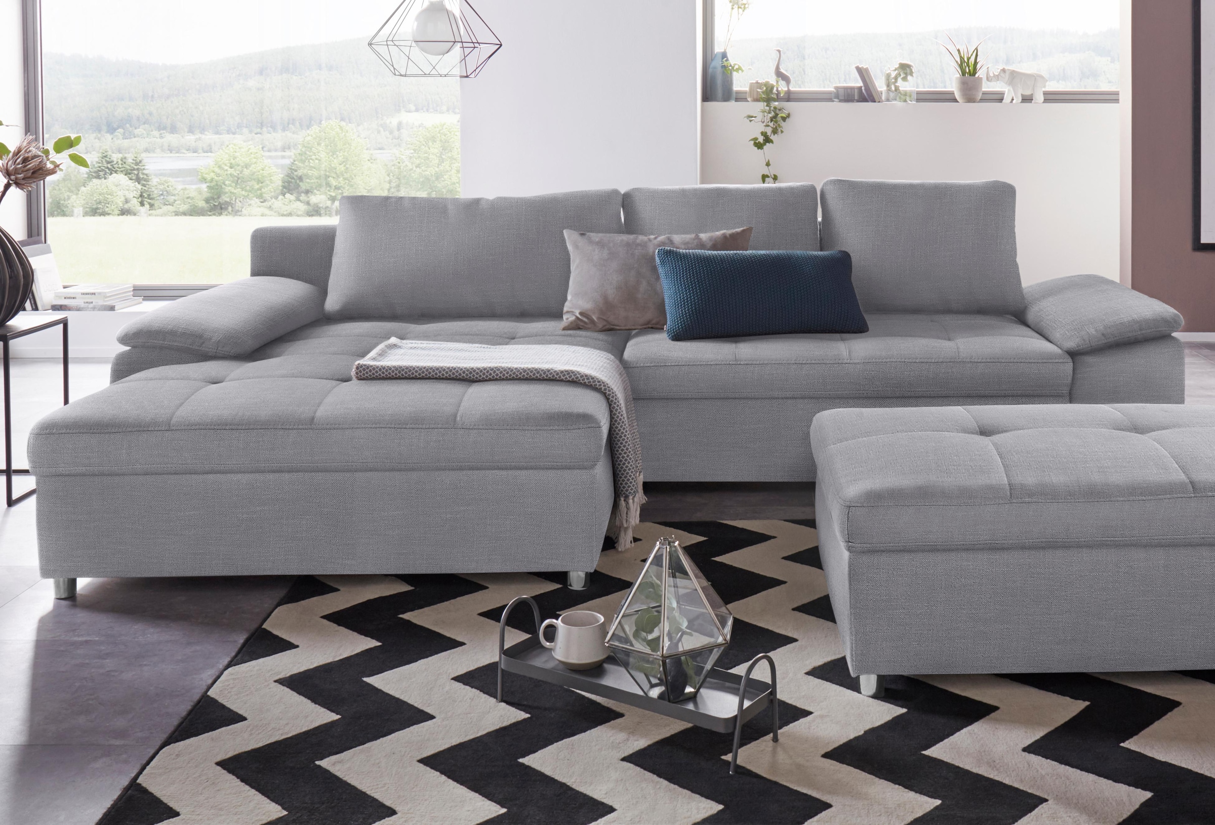 OTTO home Ecksofa "Labene, L-Form, B: 270/290 cm, Bettfunktion & Bettkasten wählbar" wahlweise mit Schlaffunktion und Bettkasten, auch als XXL-Variante