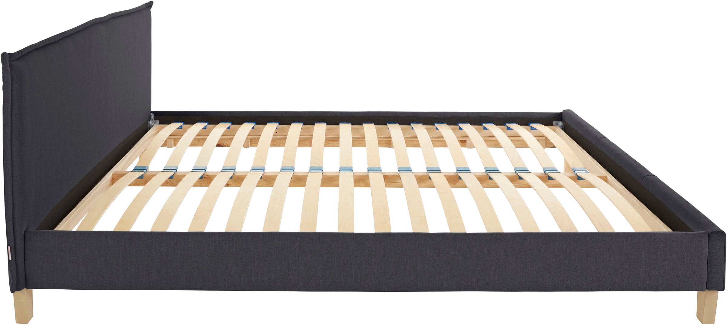 OTTO products Polsterbett »Heddi«, in 5 Breiten: von 90cm-200cm, Biese am Kopfteil, Strukturstoff