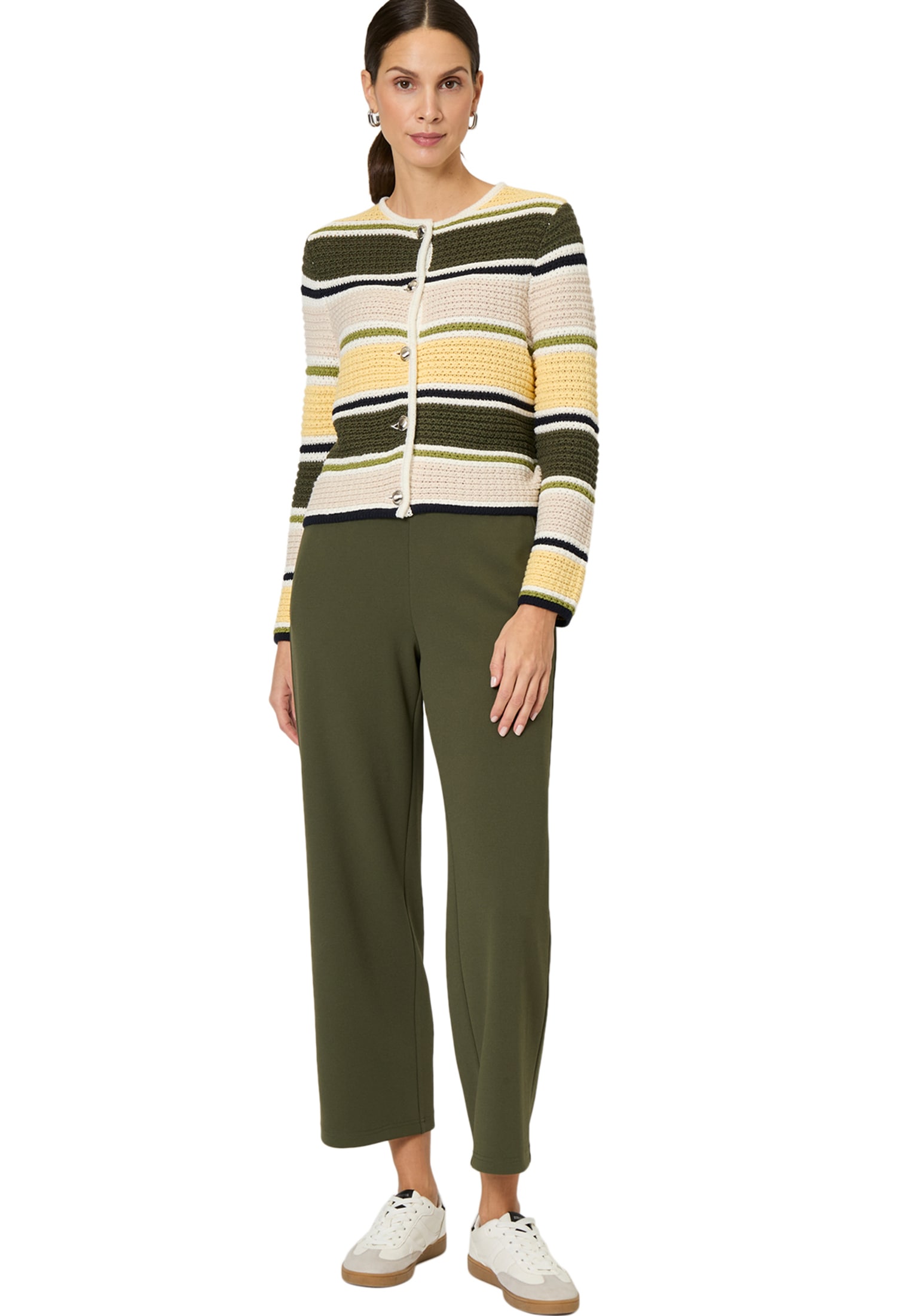 Zero Strickjacke »zero Strickjacke gestreift mit Knopfleiste«, strukturiert