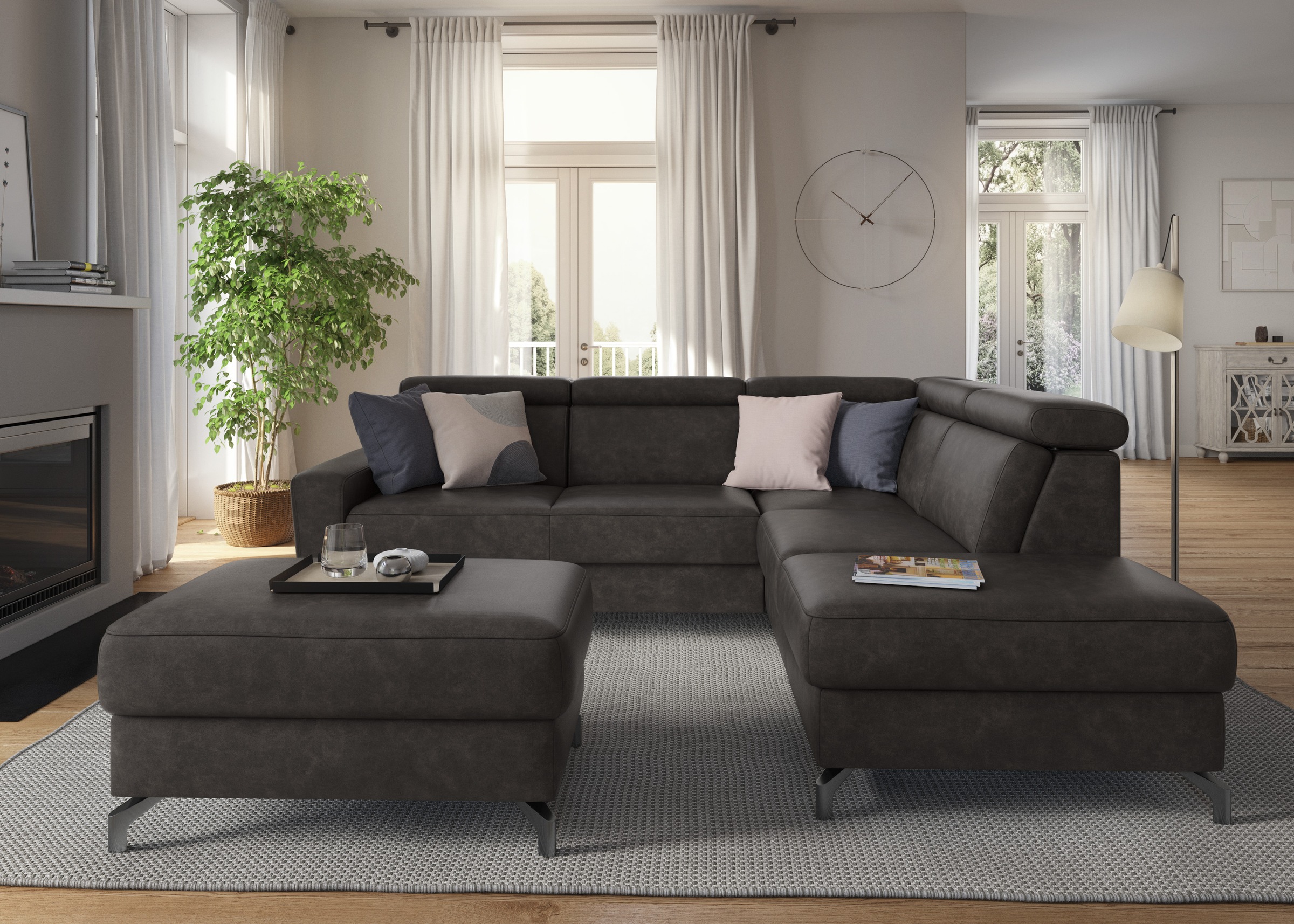 sit&more Ecksofa »Scarlett L-Form«, inklusive Kopfteilverstellung, wahlweise mit Bettfunktion, Bettkasten