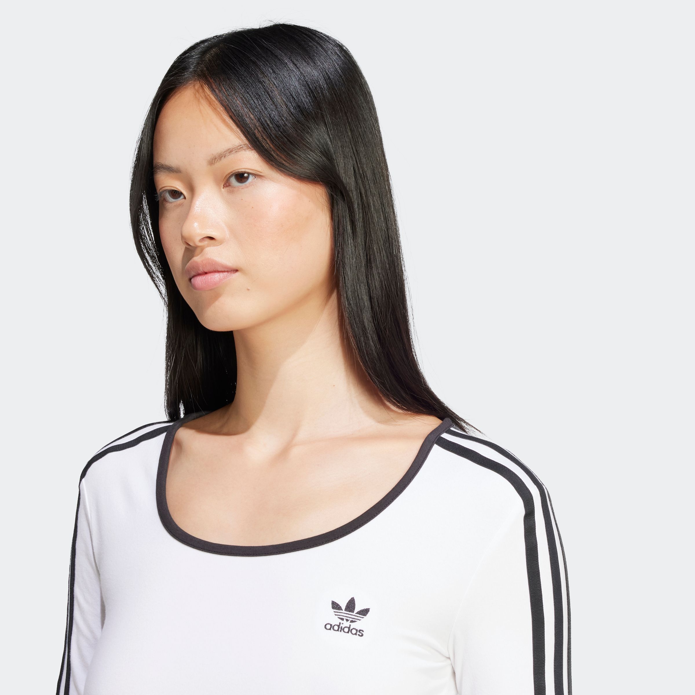 Thumbnail - adidas Originals Langarmshirt "3S LS CROP" schmaler und kürzerer Schnitt, mit langen Ärmeln, aus Baumwolle