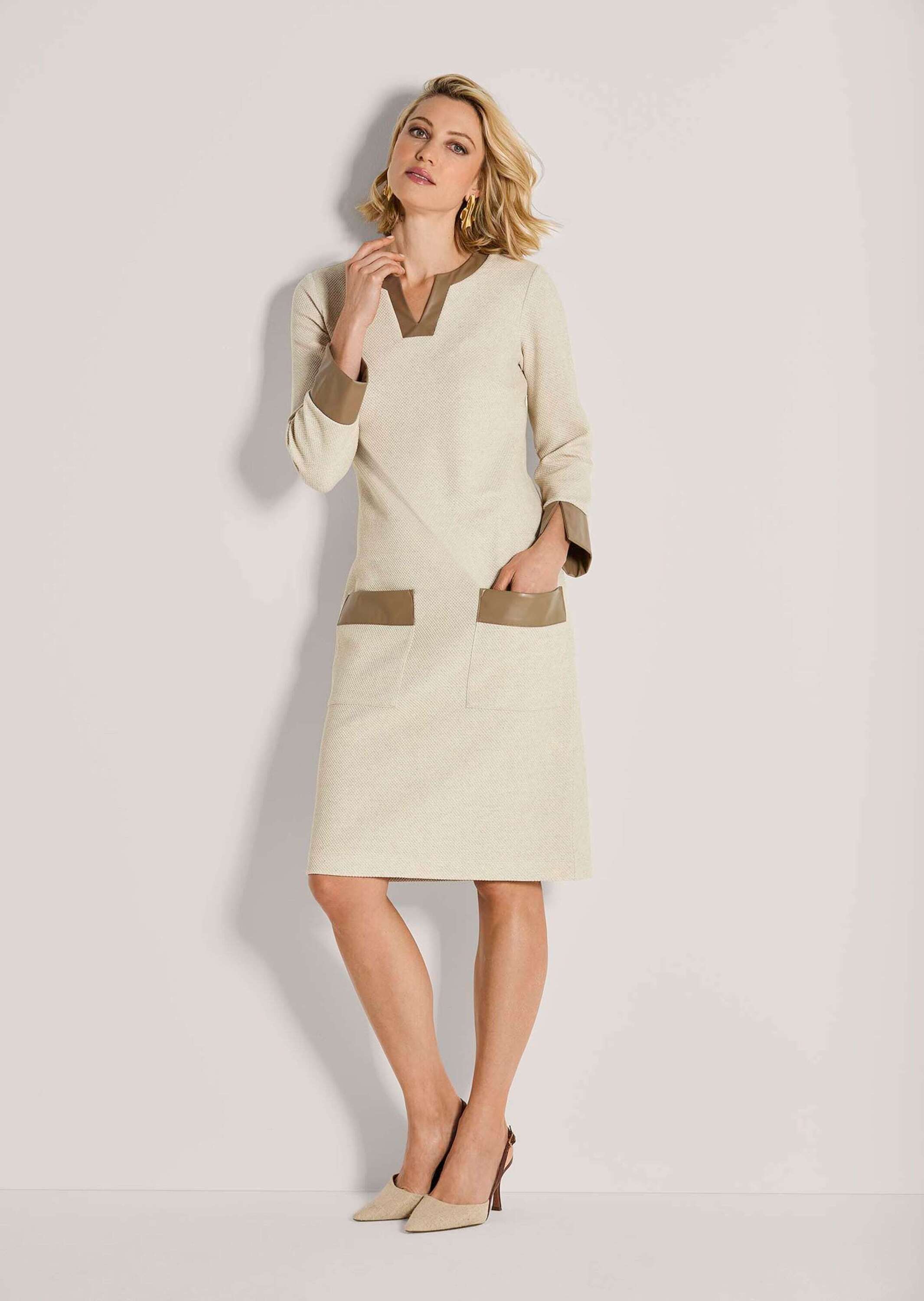 Thumbnail - MADELEINE Sommerkleid "Etuikleid Elegantes Kleid mit Lederakzenten" Aufgesetzte Taschen