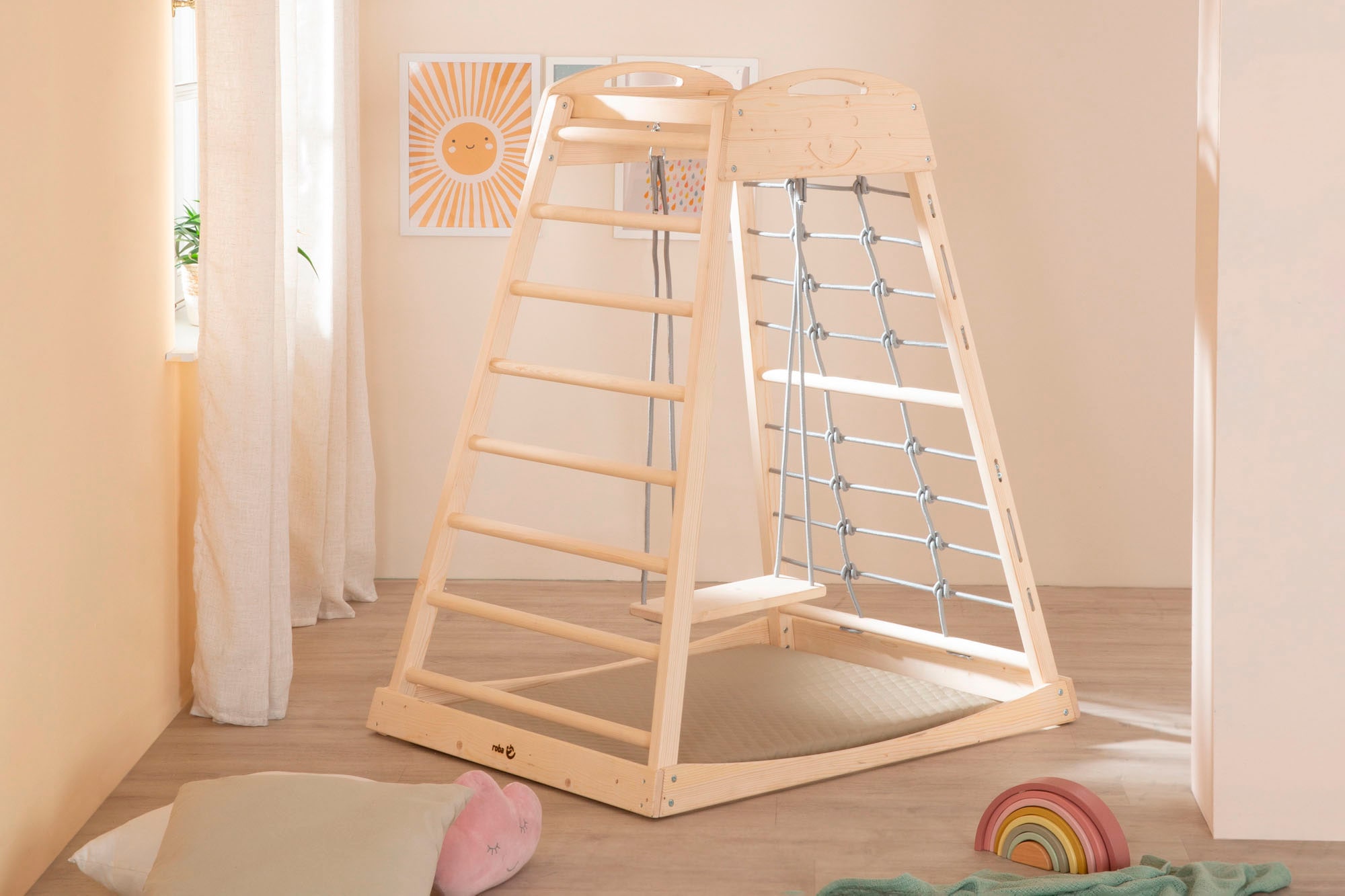 roba® Klettergerüst »Montessori Indoor Spielturm«, Belastbar bis 70 kg