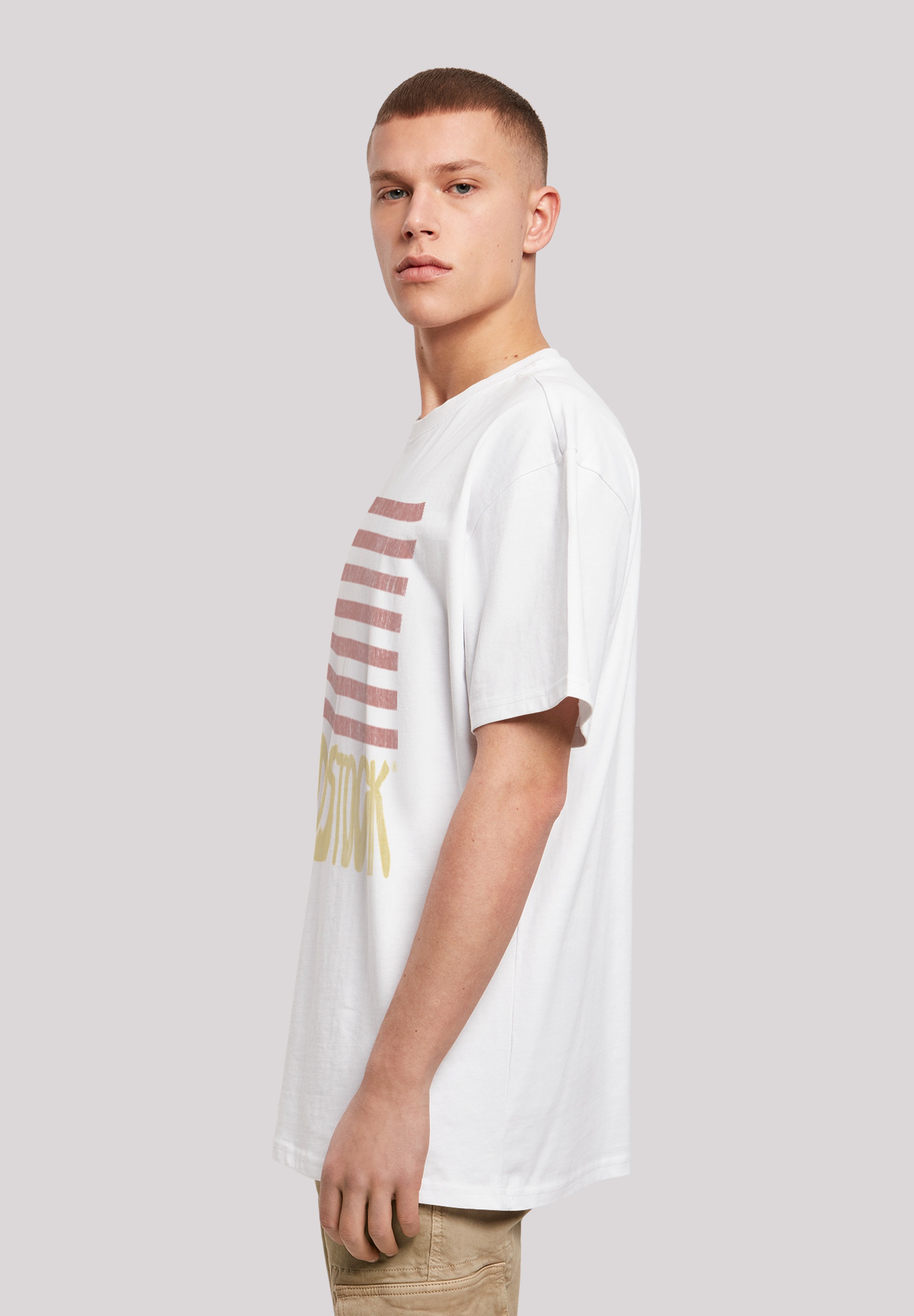 F4NT4STIC T-Shirt »Woodstock Distressed Flag Music Festival Rock«, Print