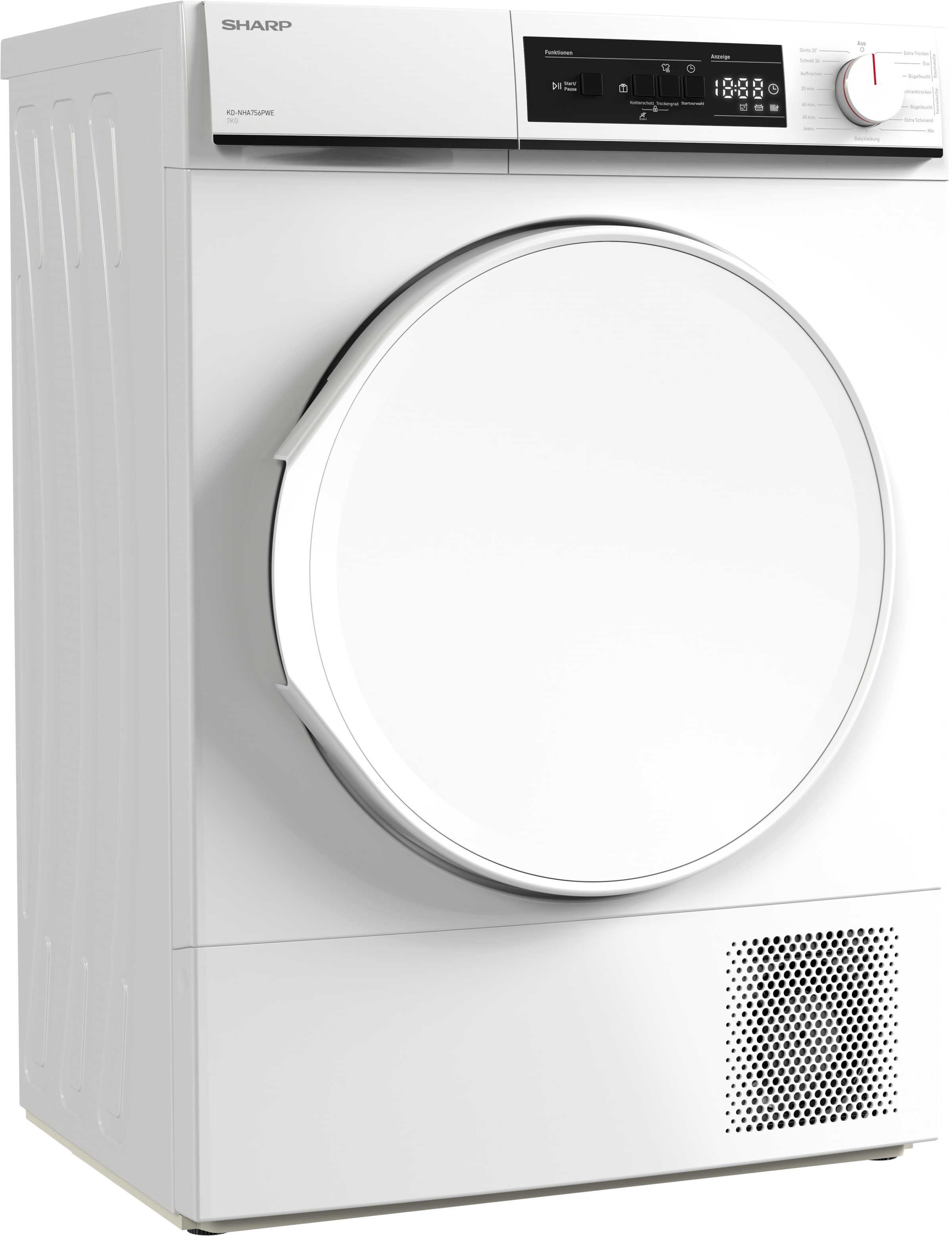 Sharp Wärmepumpentrockner "KD-NHA7S6PWE-DE" 7kg / EEK E / 3 Tasten / Plasti günstig online kaufen