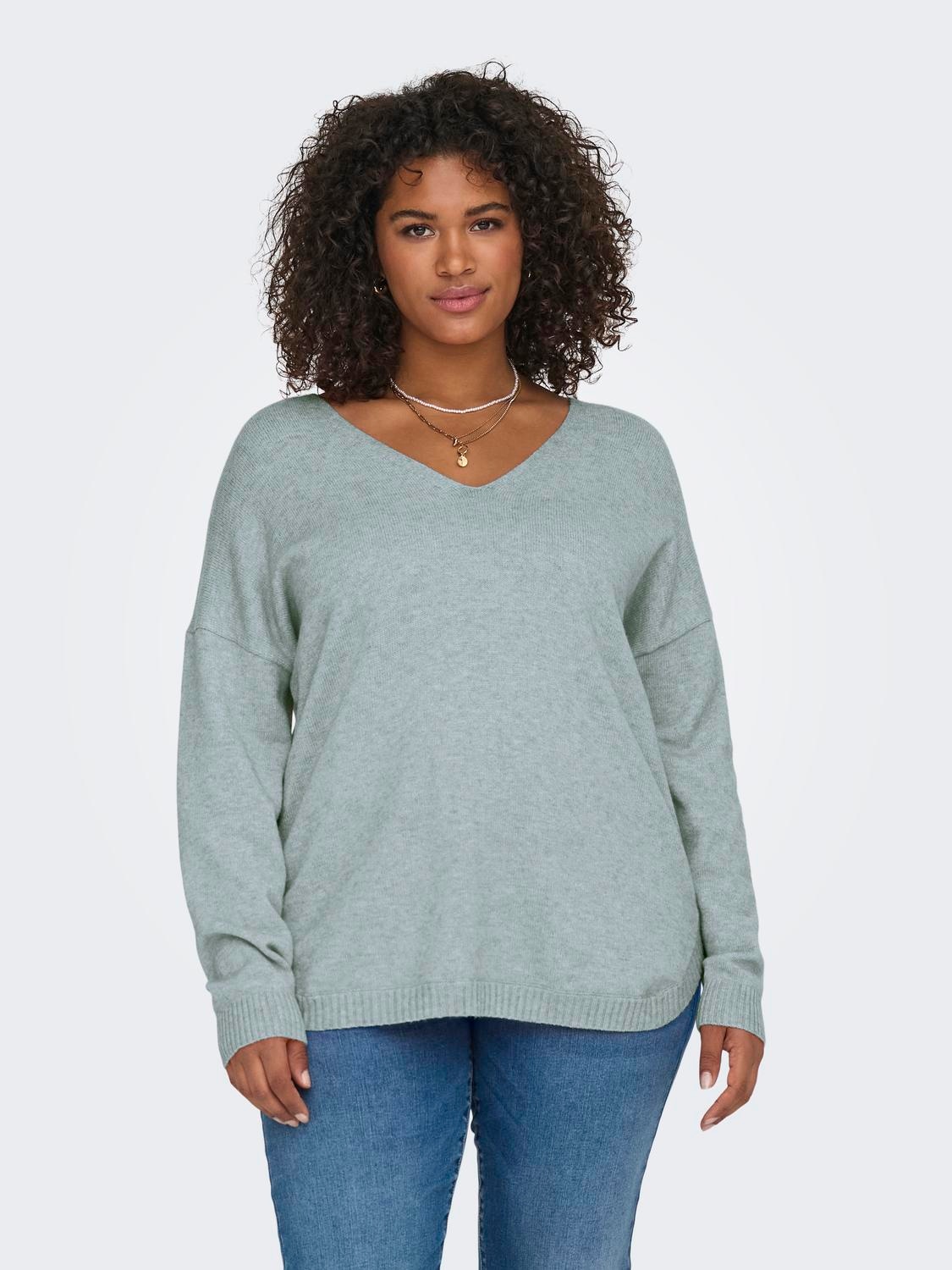 ONLY CARMAKOMA V-Ausschnitt-Pullover "CARMARGARETA LS PULLOVER KNT NOOS" günstig online kaufen