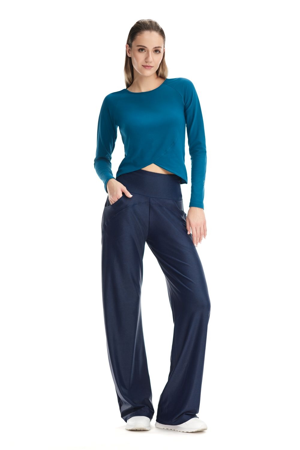 Langarmshirt WINSHAPE "Cropped Functional Light and Soft", Damen, Gr. S, teal grün, 85% Polyester, 15% Elasthan, Rundhals, Shirts Langarmshirt, Overlap-Applikation 3