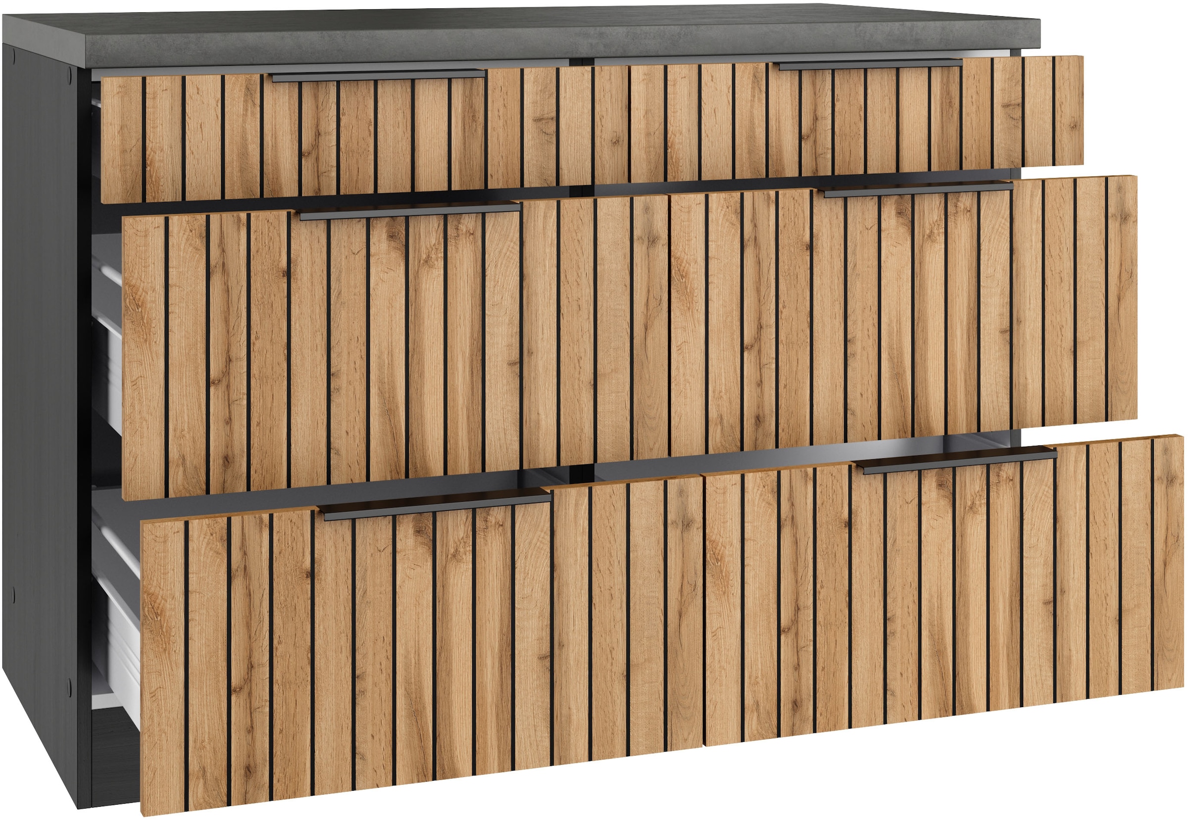 KOCHSTATION Unterschrank »KS-Lagos«, Breite 120 cm, 2 Schubkästen, 2 Auszüge