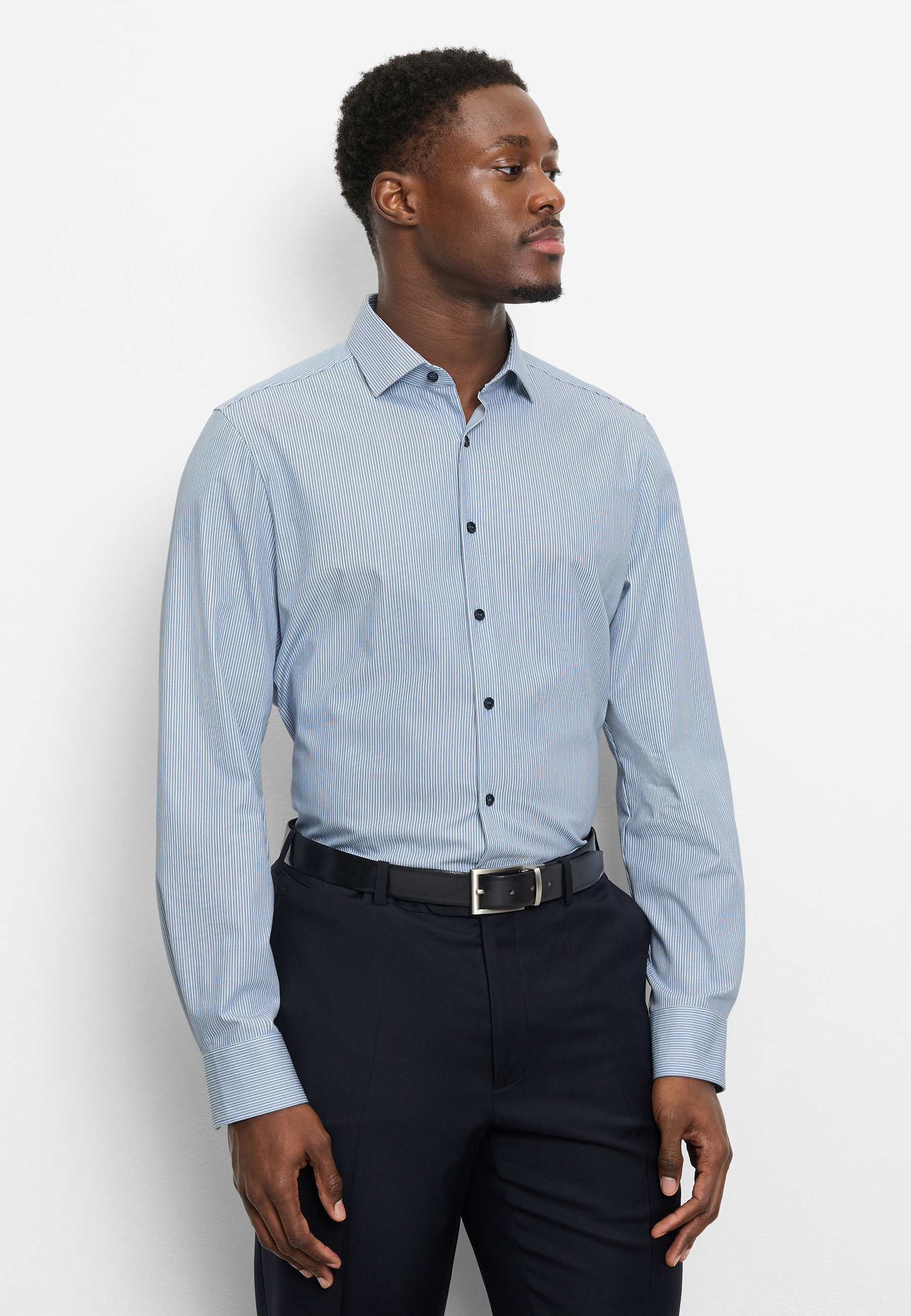 OLYMP Level Five 24/Seven Men's Shirt Blue 42 10