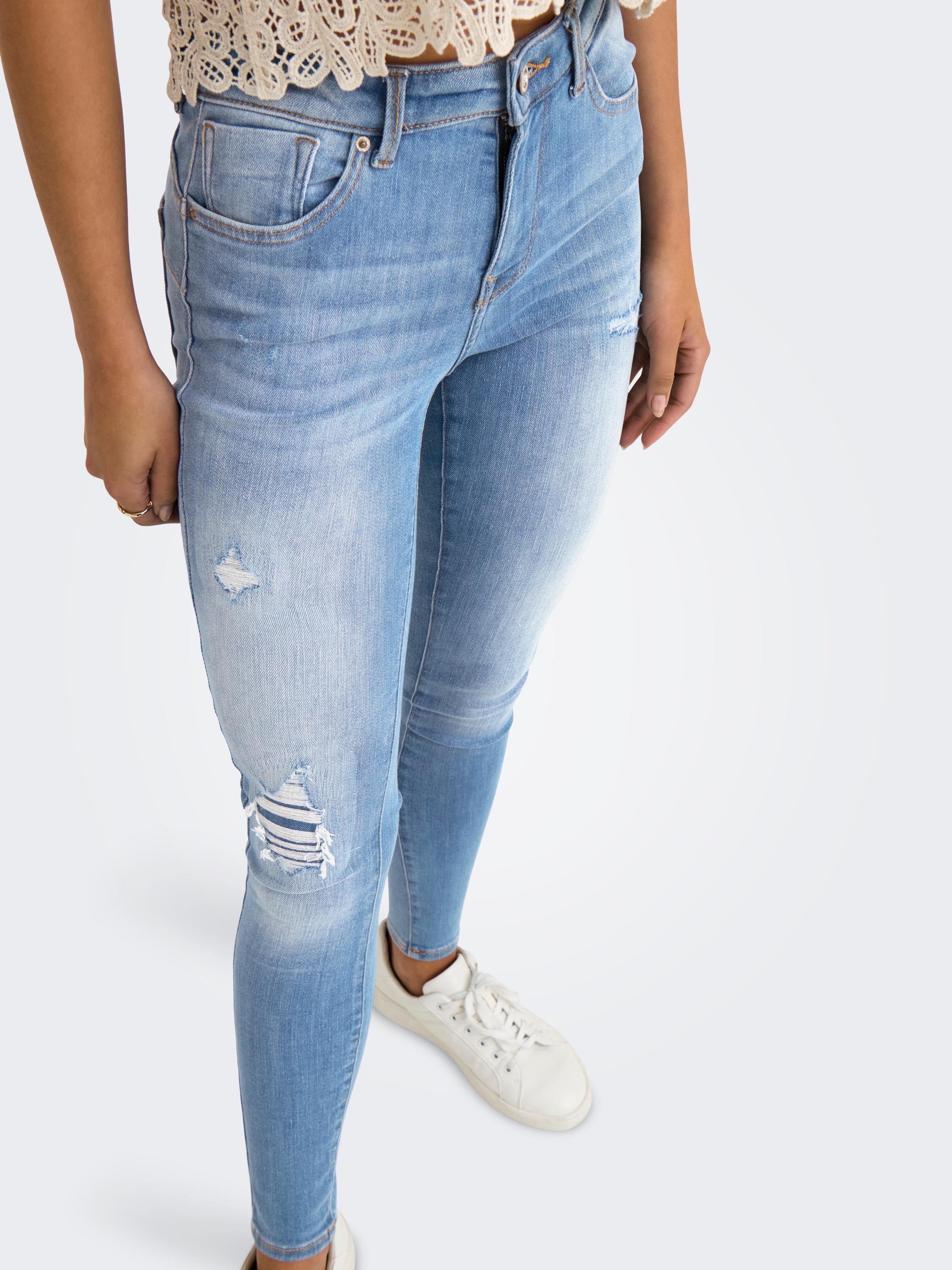 ONLY Skinny-fit-Jeans "ONLPOWER MW PUSH UP SK REP DNM" günstig online kaufen