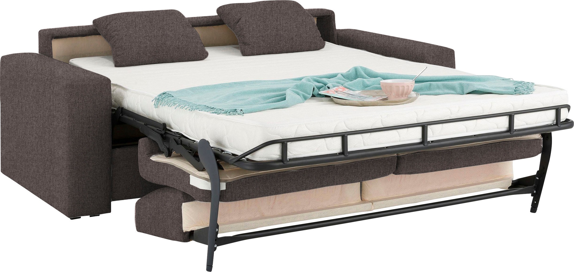 Home affaire Schlafsofa »Roma Matratzenhöhe 14 cm«, Dauerschlaffunktion, mit Unterfederung, Lattenrost, Matratze