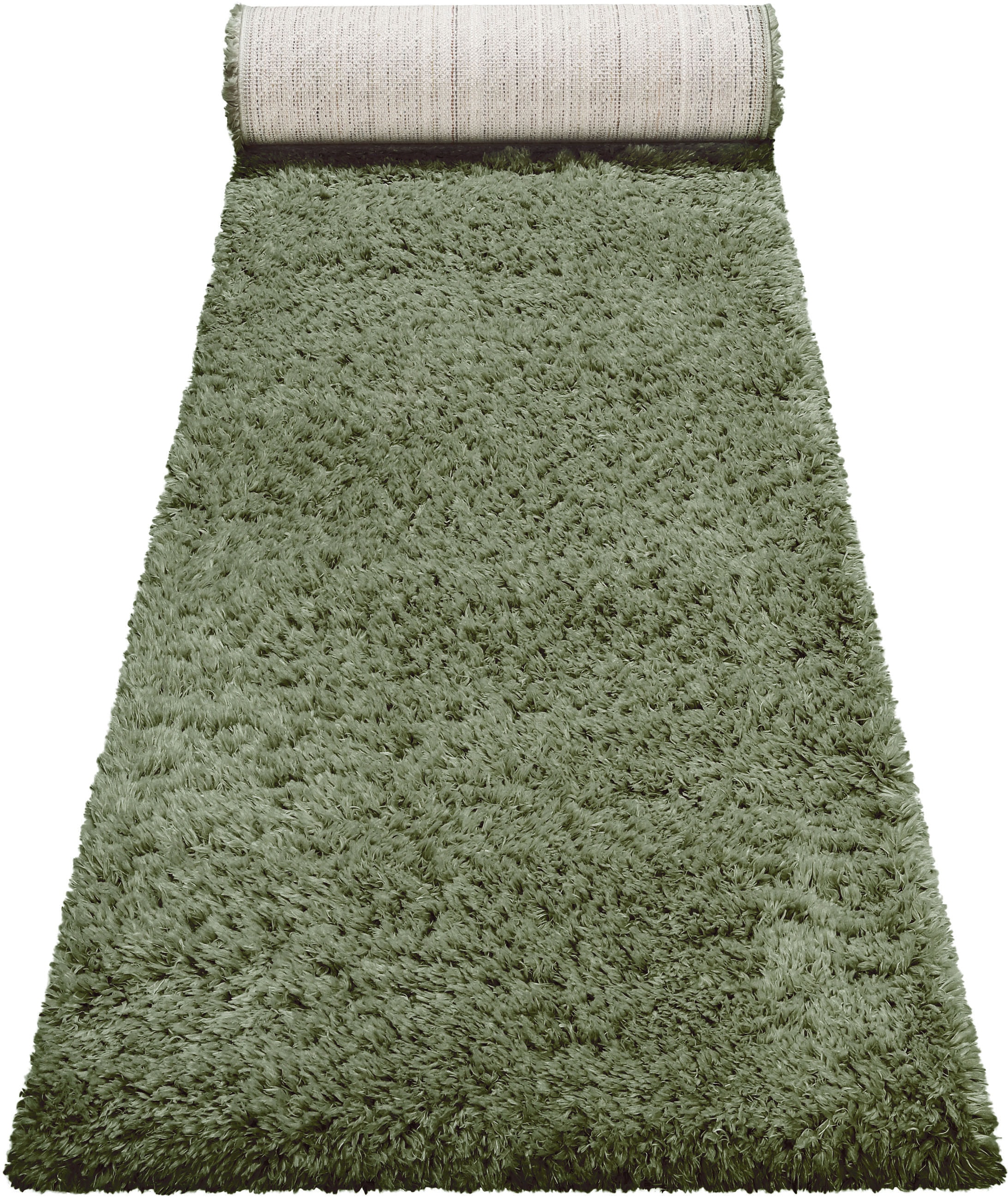 Hochflor-Teppich ESPRIT "YOGI ESP-096", grün, B:80cm H:50mm L:300cm, Polyester, Teppiche, Läufer, flauschiger weicher Flor, Wohnzimmer